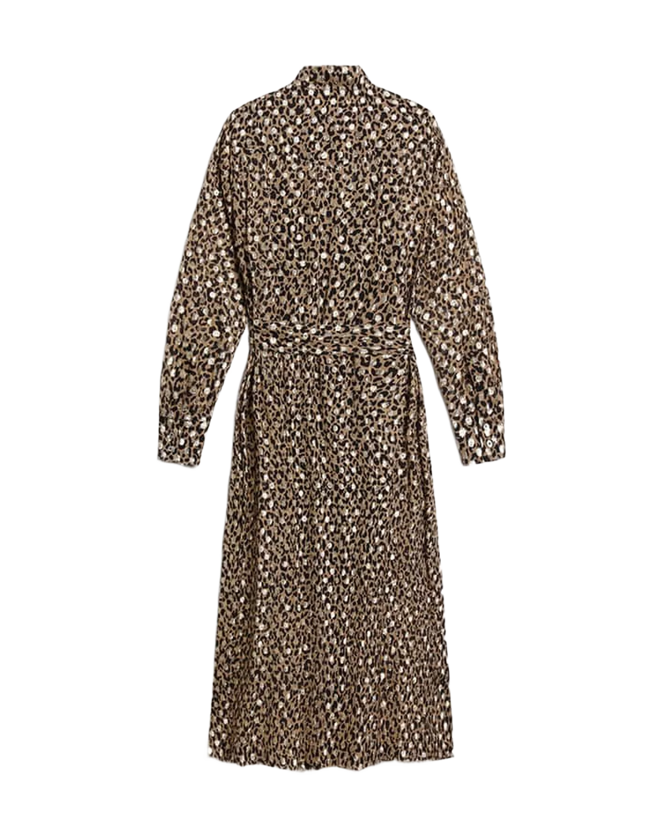 Women | Shirt Dress with Animal Print & Gold Fil Coupé | Tannin x Black x Gold - Image 5