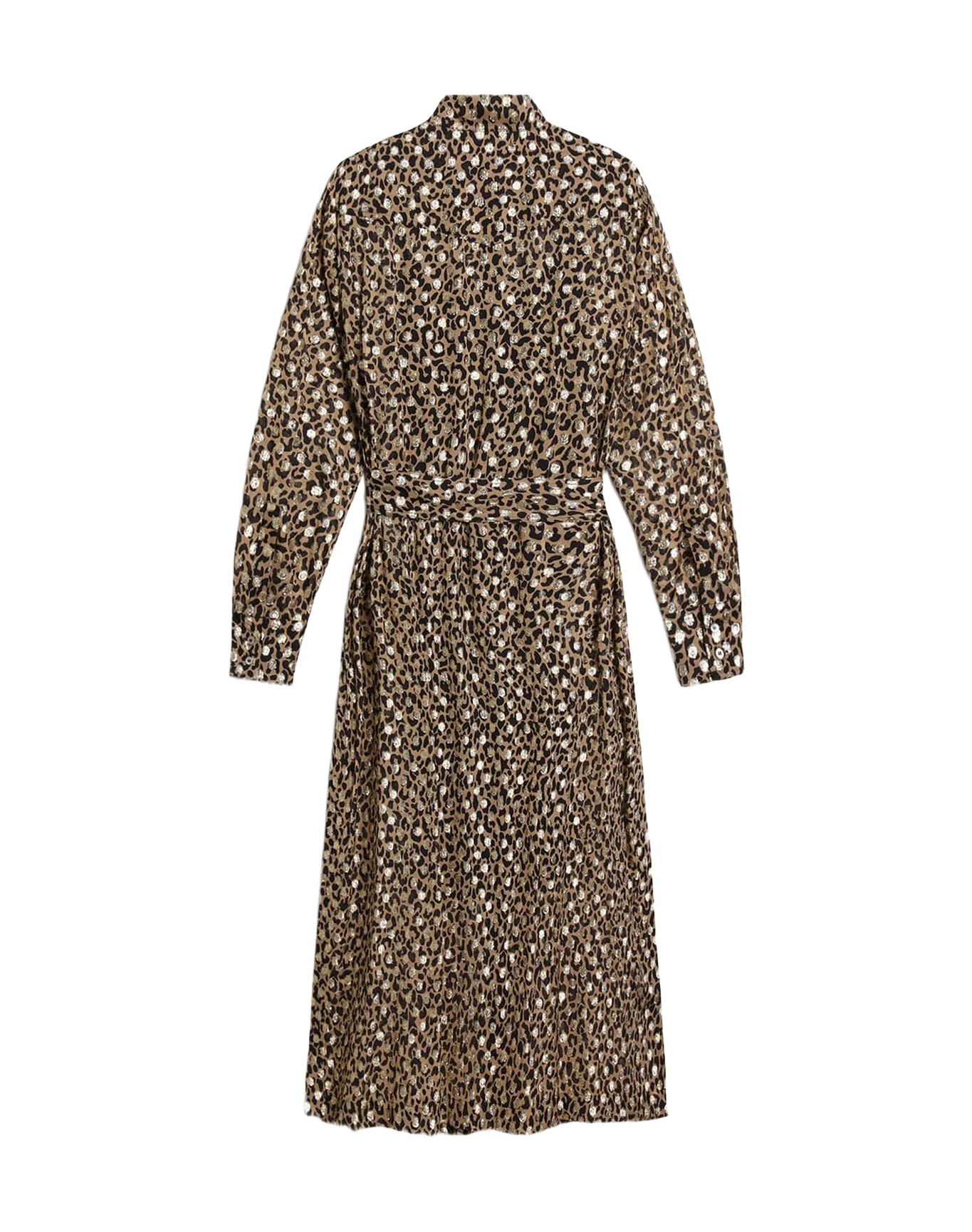 Women | Shirt Dress with Animal Print & Gold Fil Coupé | Tannin x Black x Gold - Image 9