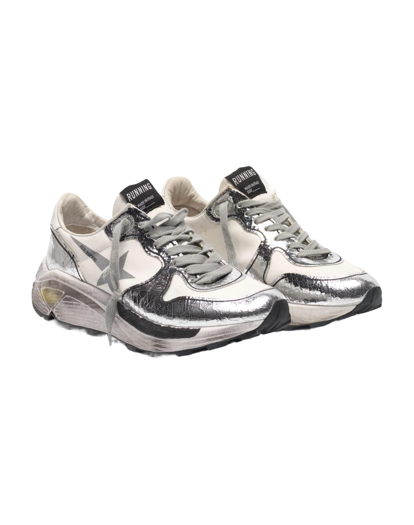 Women | Silver & White Running Sole Sneakers - Image 2