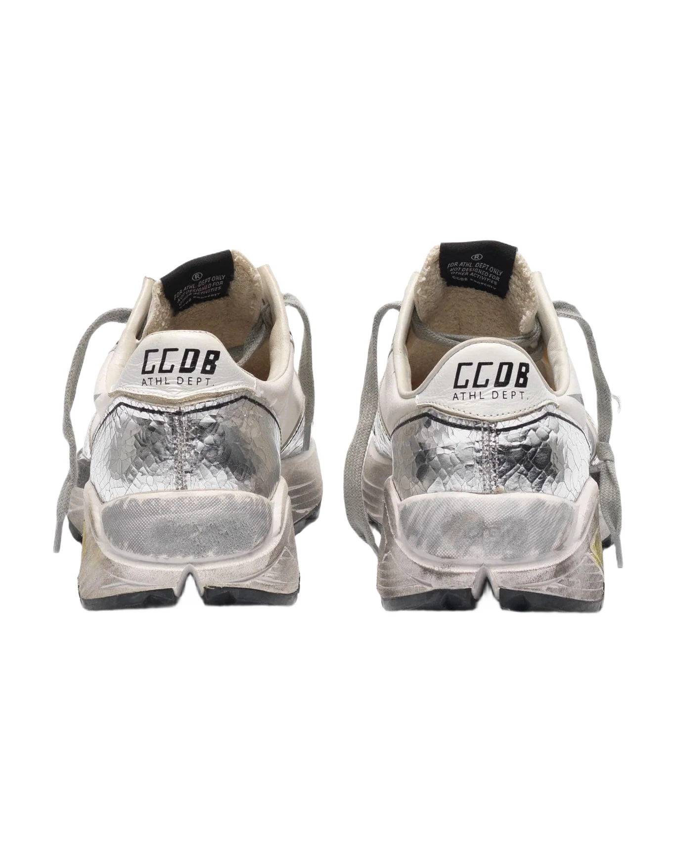 Women | Silver & White Running Sole Sneakers - Image 3