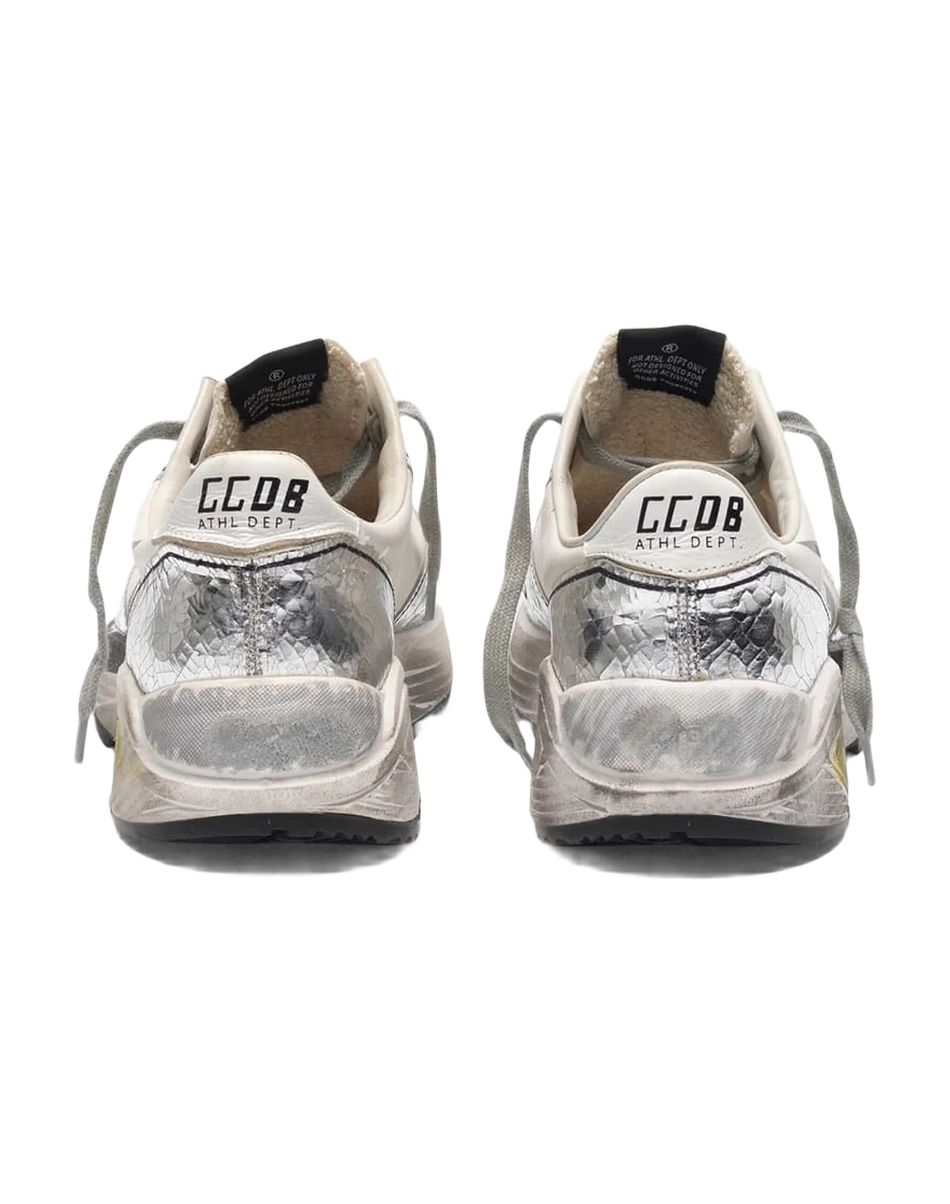 Women | Silver & White Running Sole Sneakers - Image 5