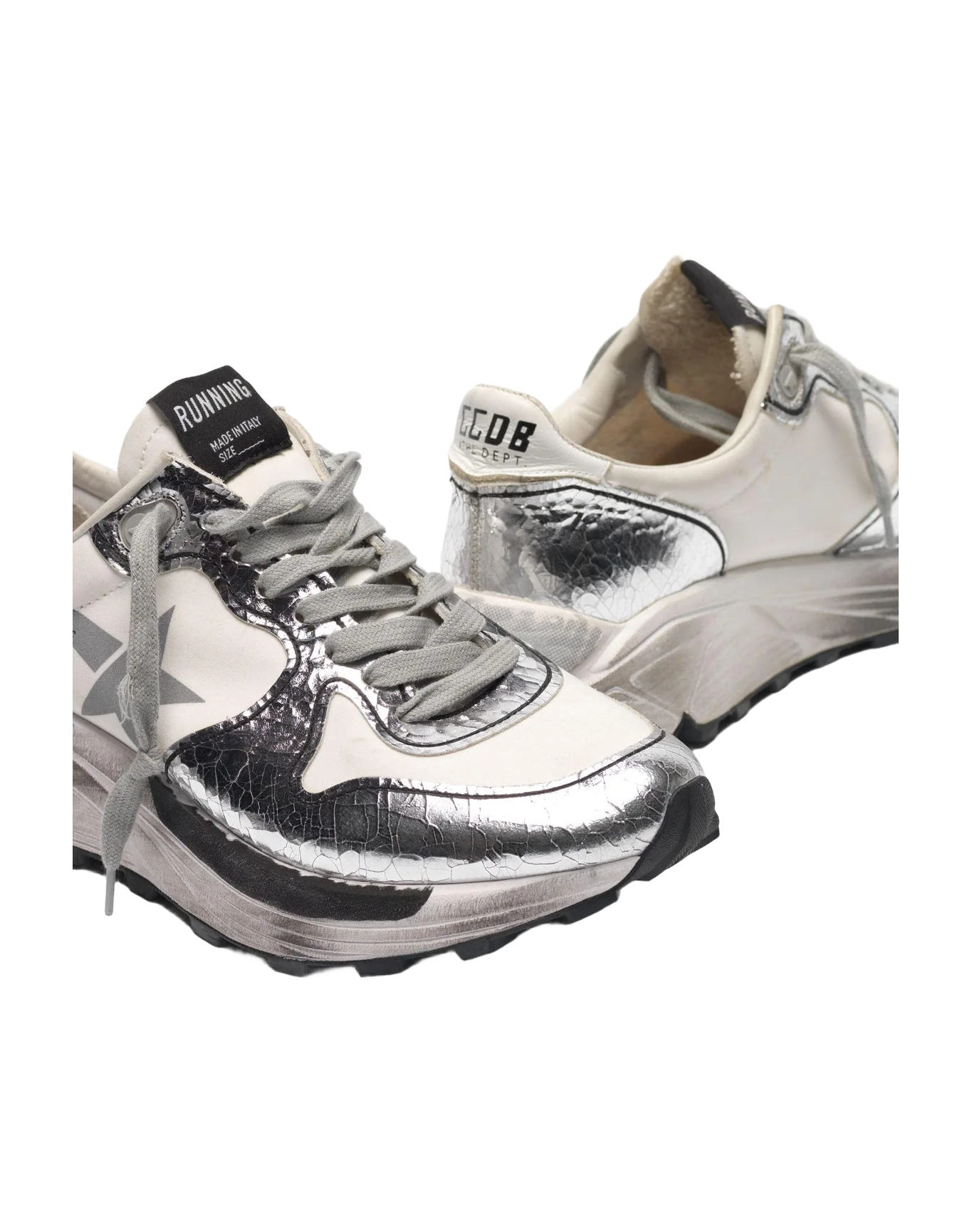 Women | Silver & White Running Sole Sneakers - Image 6