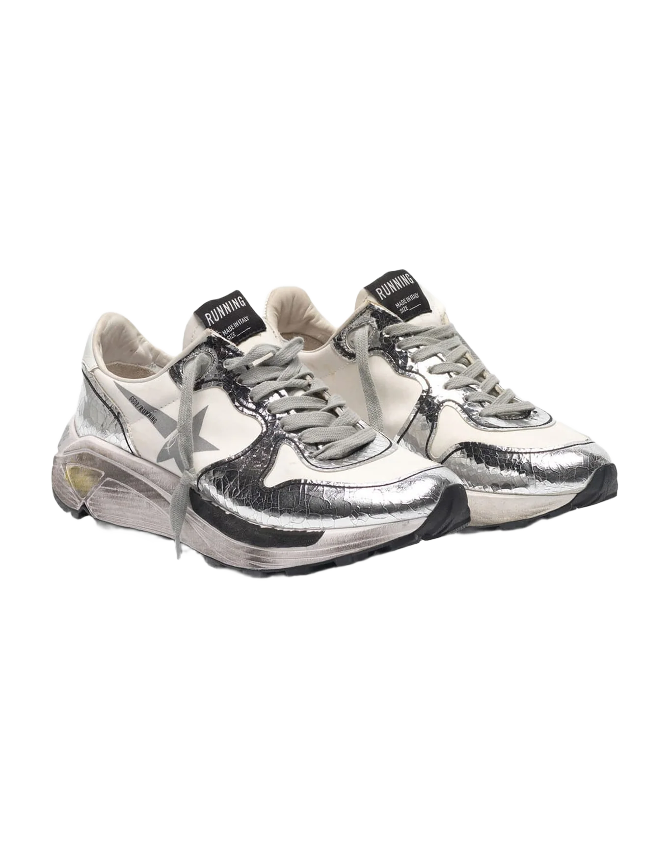 Women | Silver & White Running Sole Sneakers - Image 8