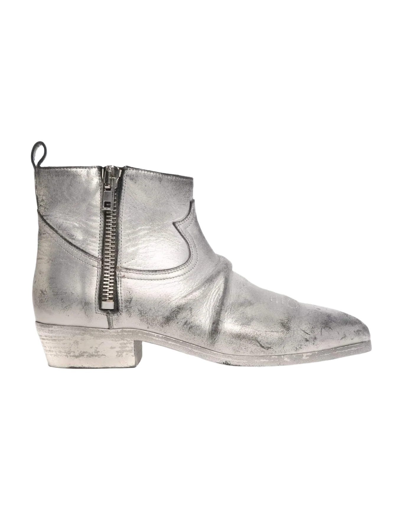 Women | Silver Ankle Boots with Lateral Zip