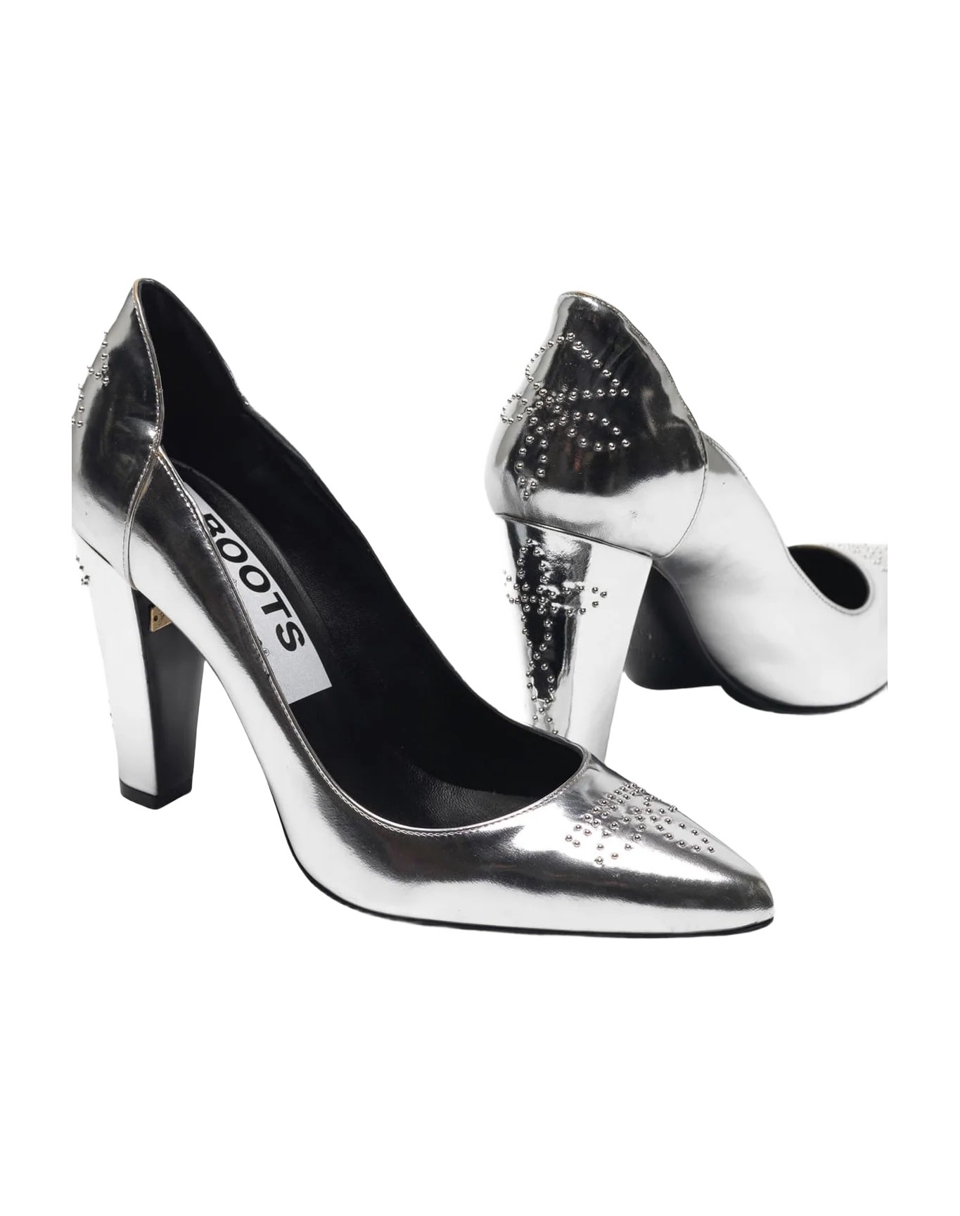 Women | Silver Mirror-Finish Gabrielle Pump with Studs - Image 2