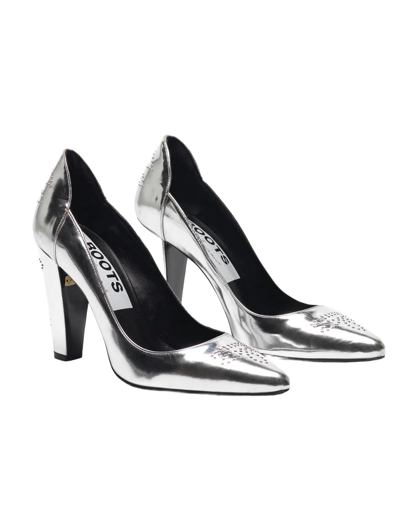 Women | Silver Mirror-Finish Gabrielle Pump with Studs - Image 3