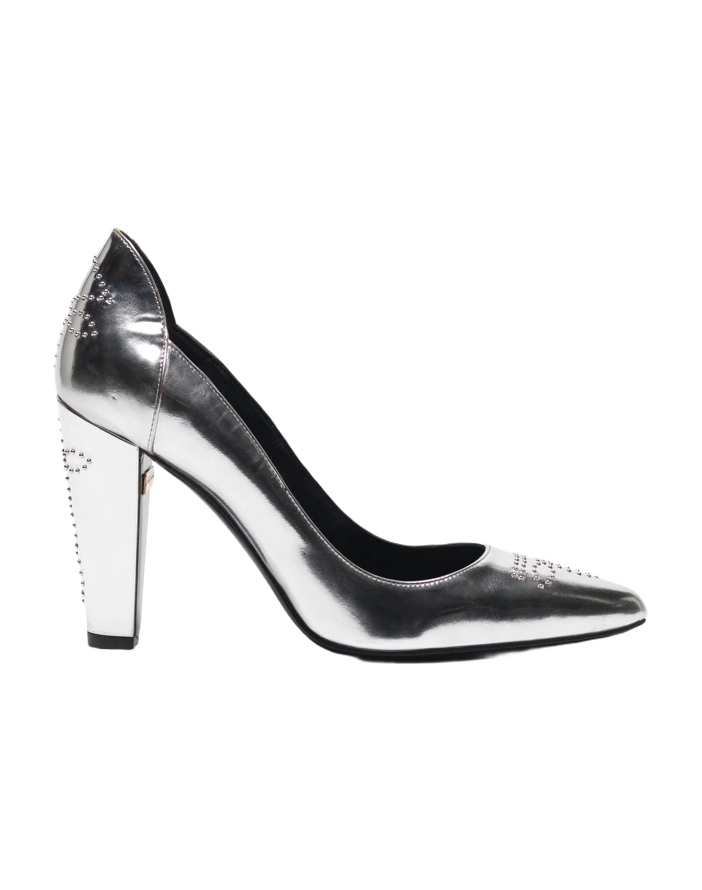 Women | Silver Mirror-Finish Gabrielle Pump with Studs - Image 4