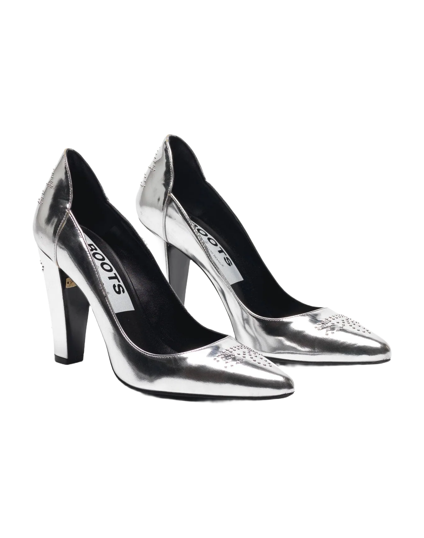 Women | Silver Mirror-Finish Gabrielle Pump with Studs - Image 5