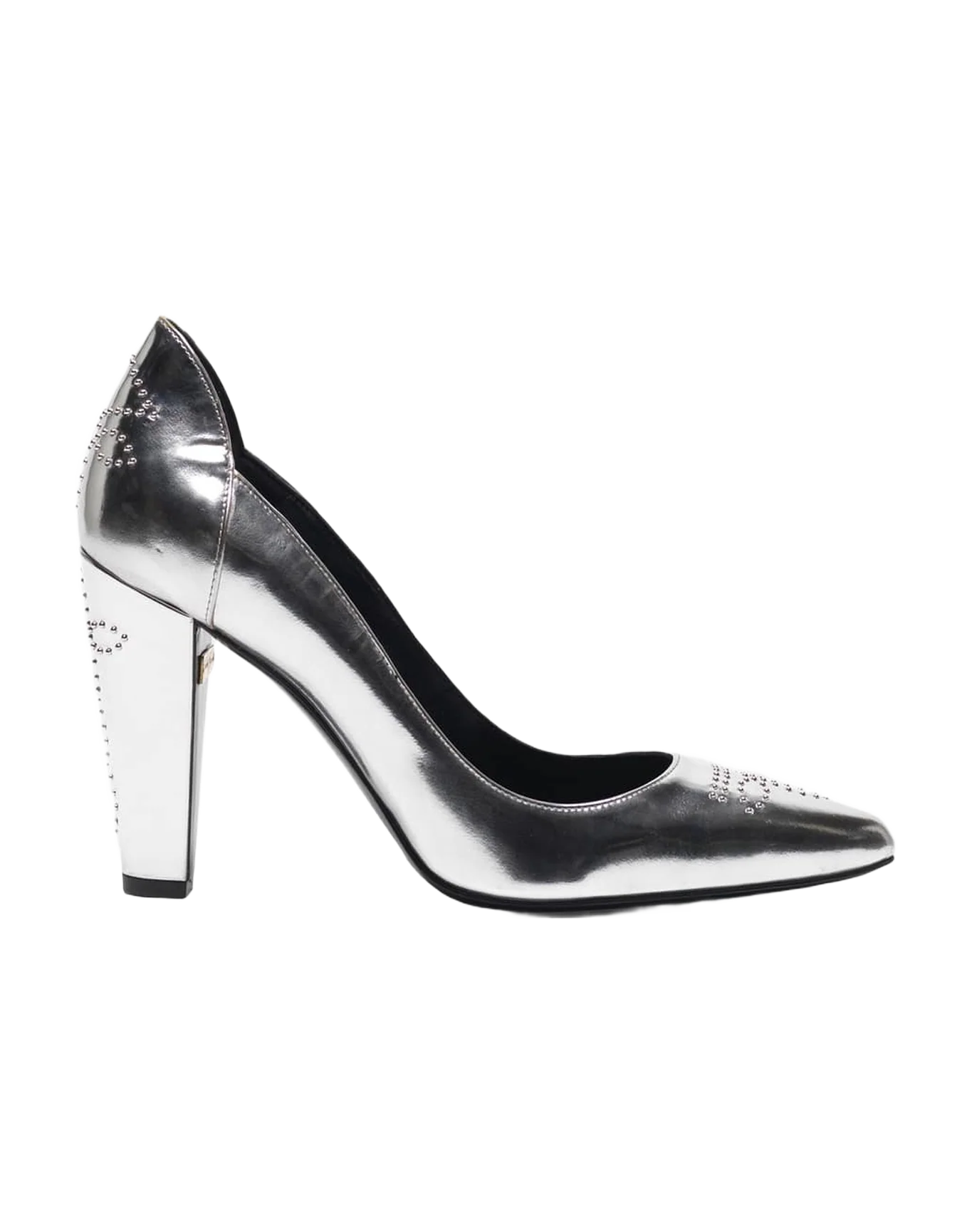 Women | Silver Mirror-Finish Gabrielle Pump with Studs - Image 6