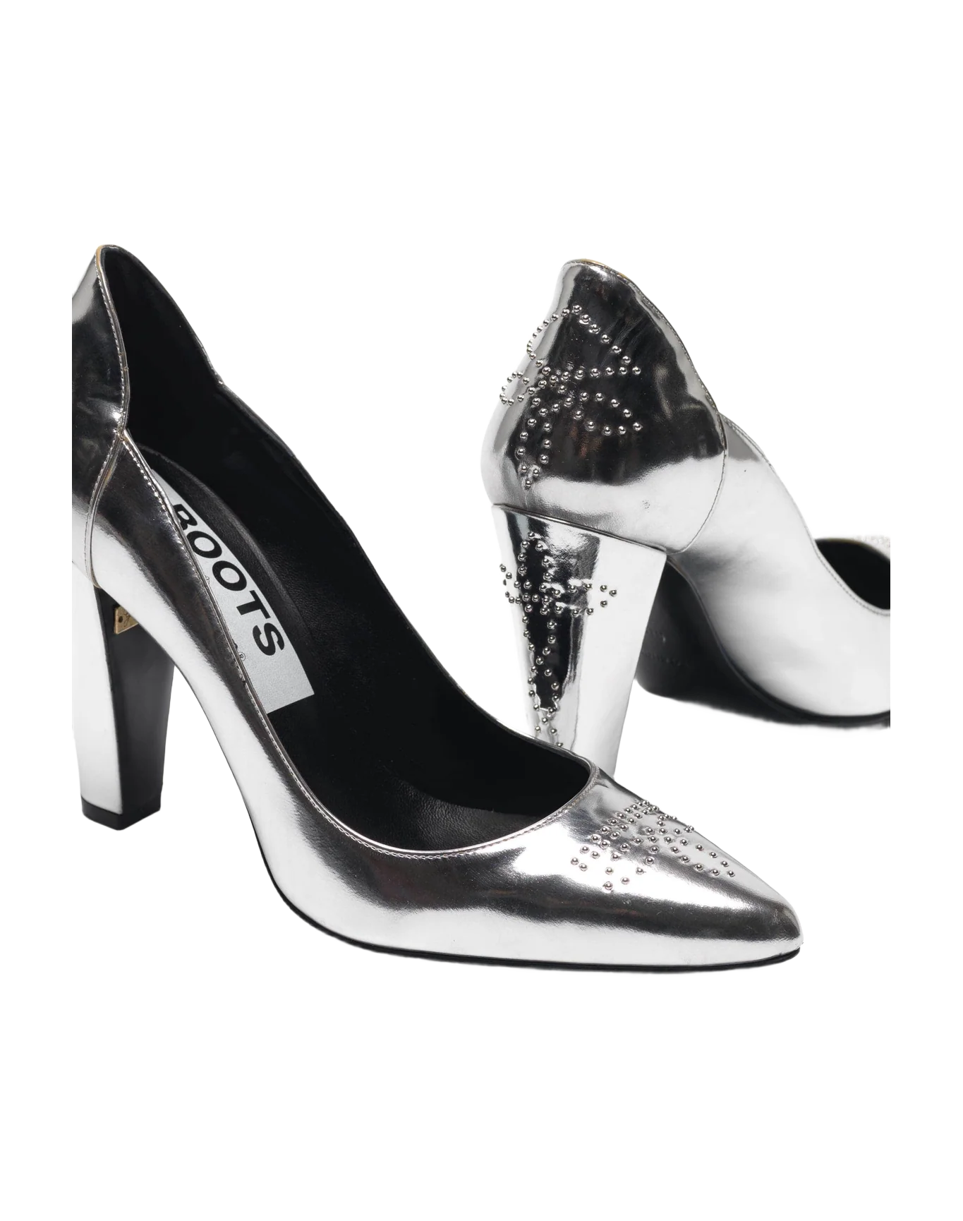 Women | Silver Mirror-Finish Gabrielle Pump with Studs - Image 7