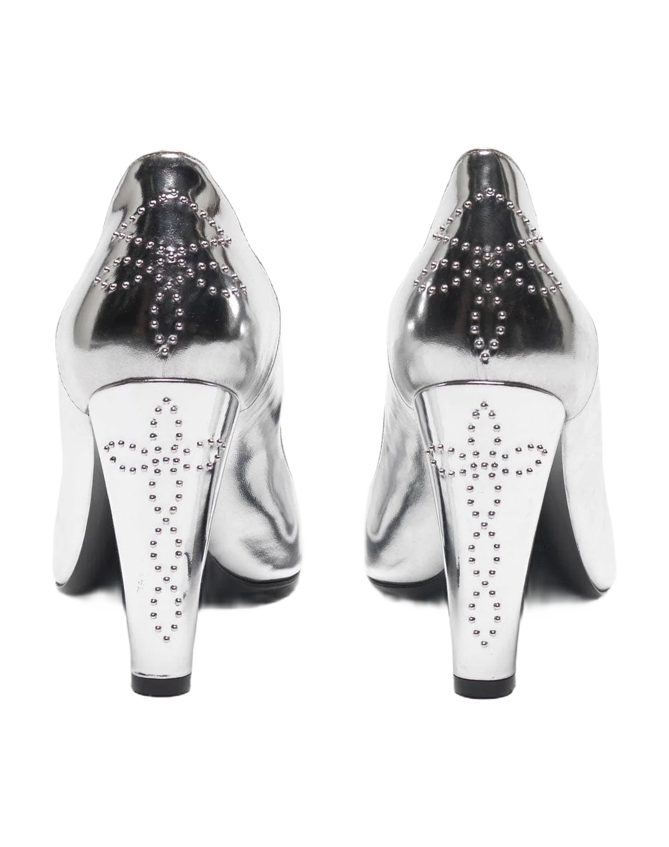 Women | Silver Mirror-Finish Gabrielle Pump with Studs - Image 8