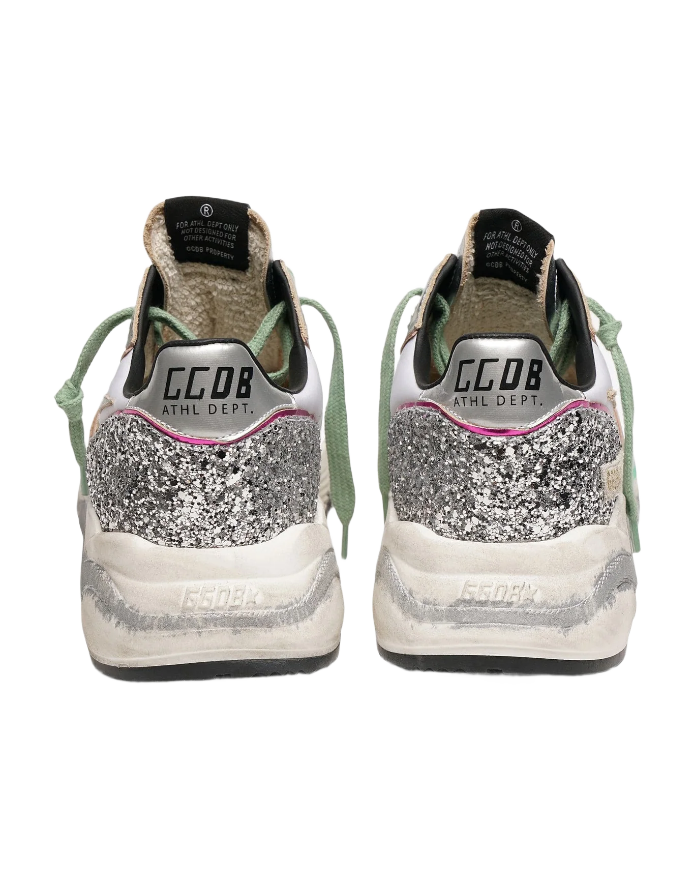 Women | Silver Running Sole Sneakers with Glitter & Fuchsia Edging - Image 5