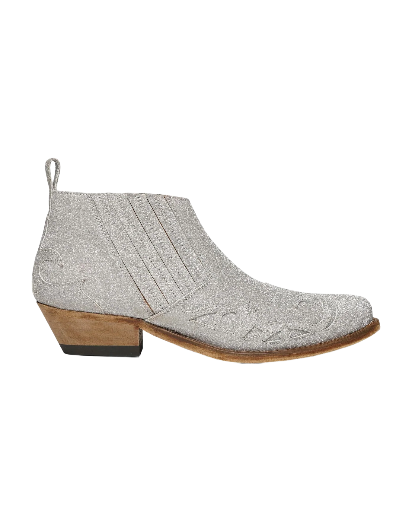 Women | Silver Santiago Low Ankle Boots with Glitter - Image 5