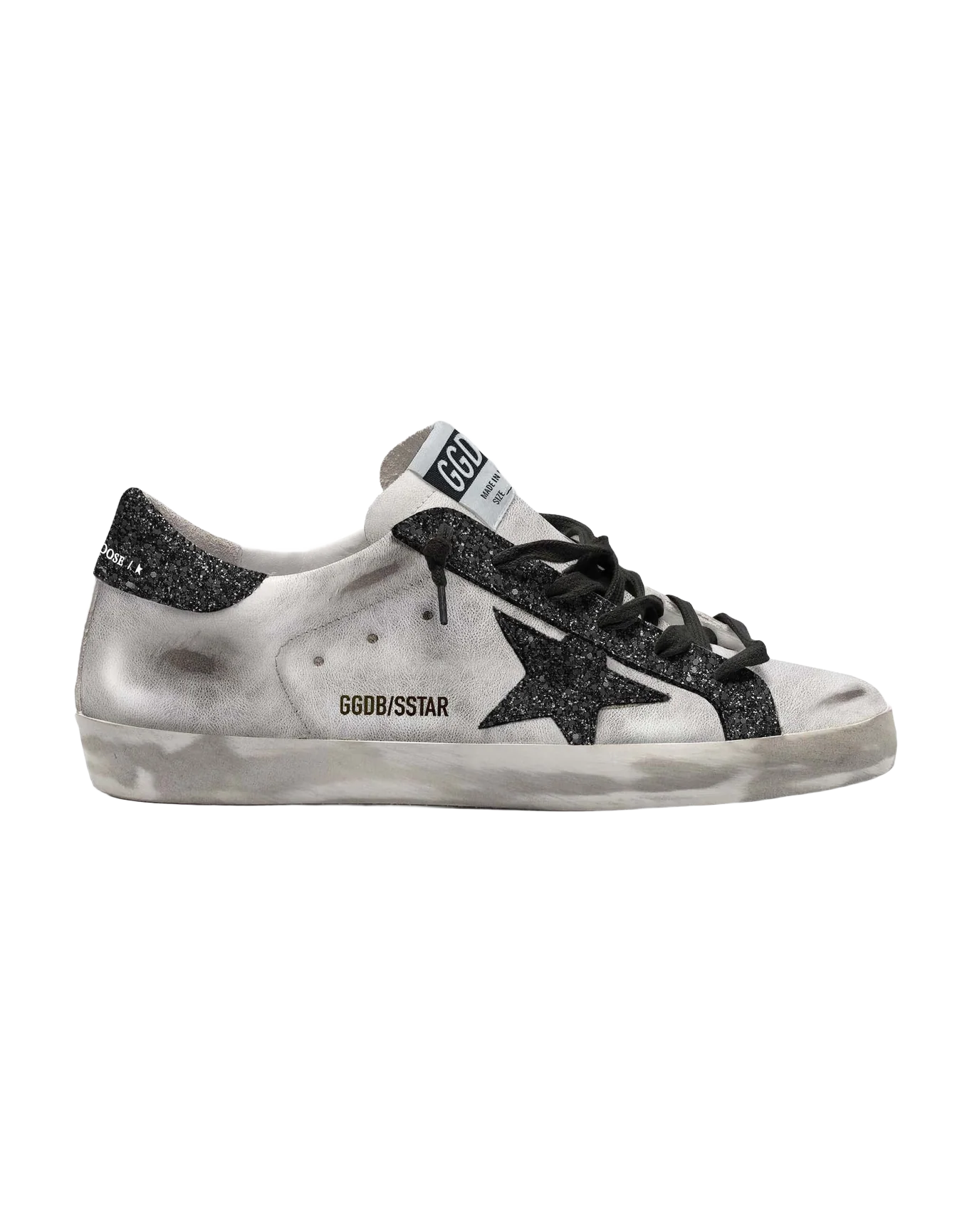 Women | Silver Super-Star Sneakers with Glitter Details | Silver x Black - Image 3