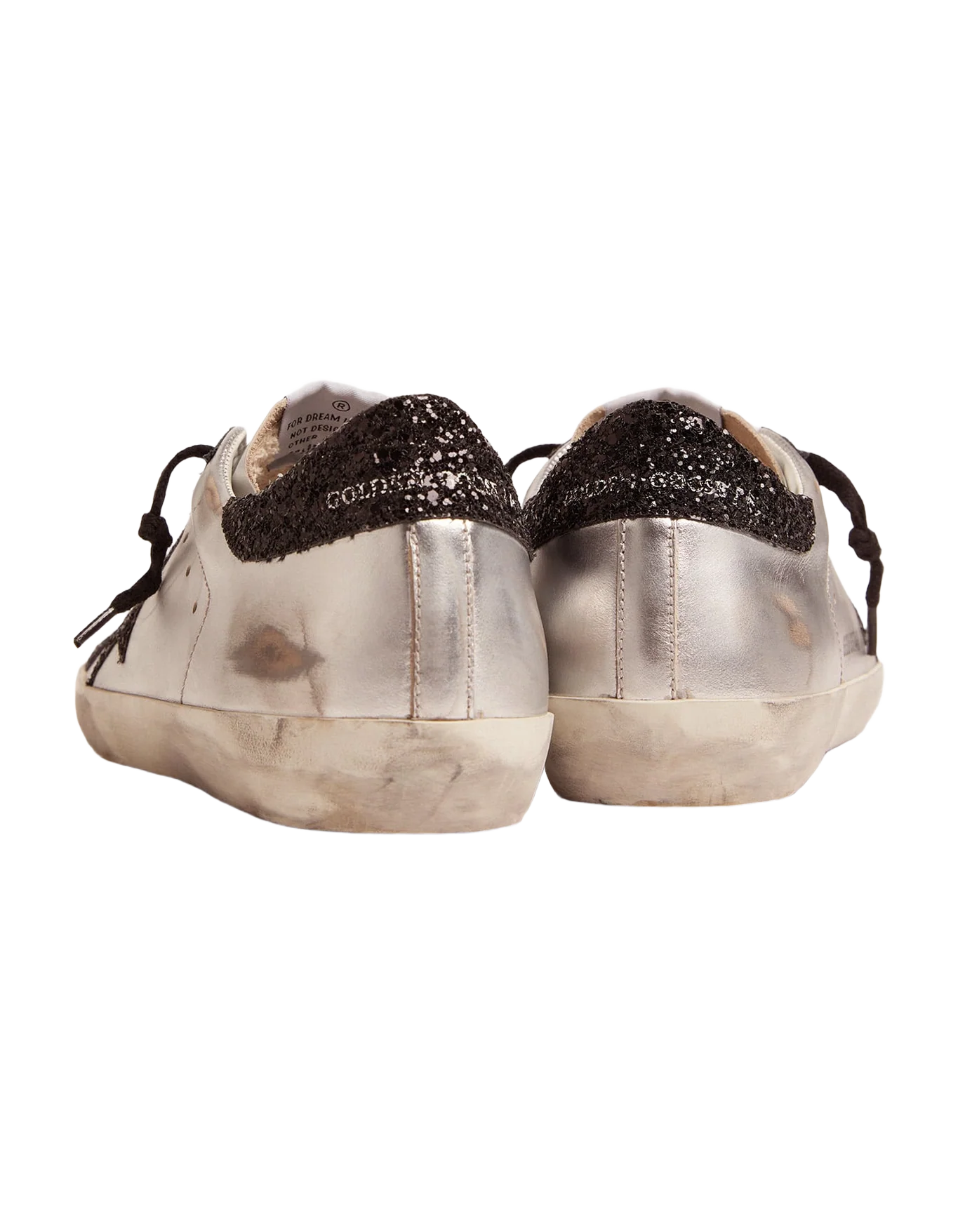 Women | Silver Super-Star Sneakers with Glitter Details | Silver x Black - Image 4