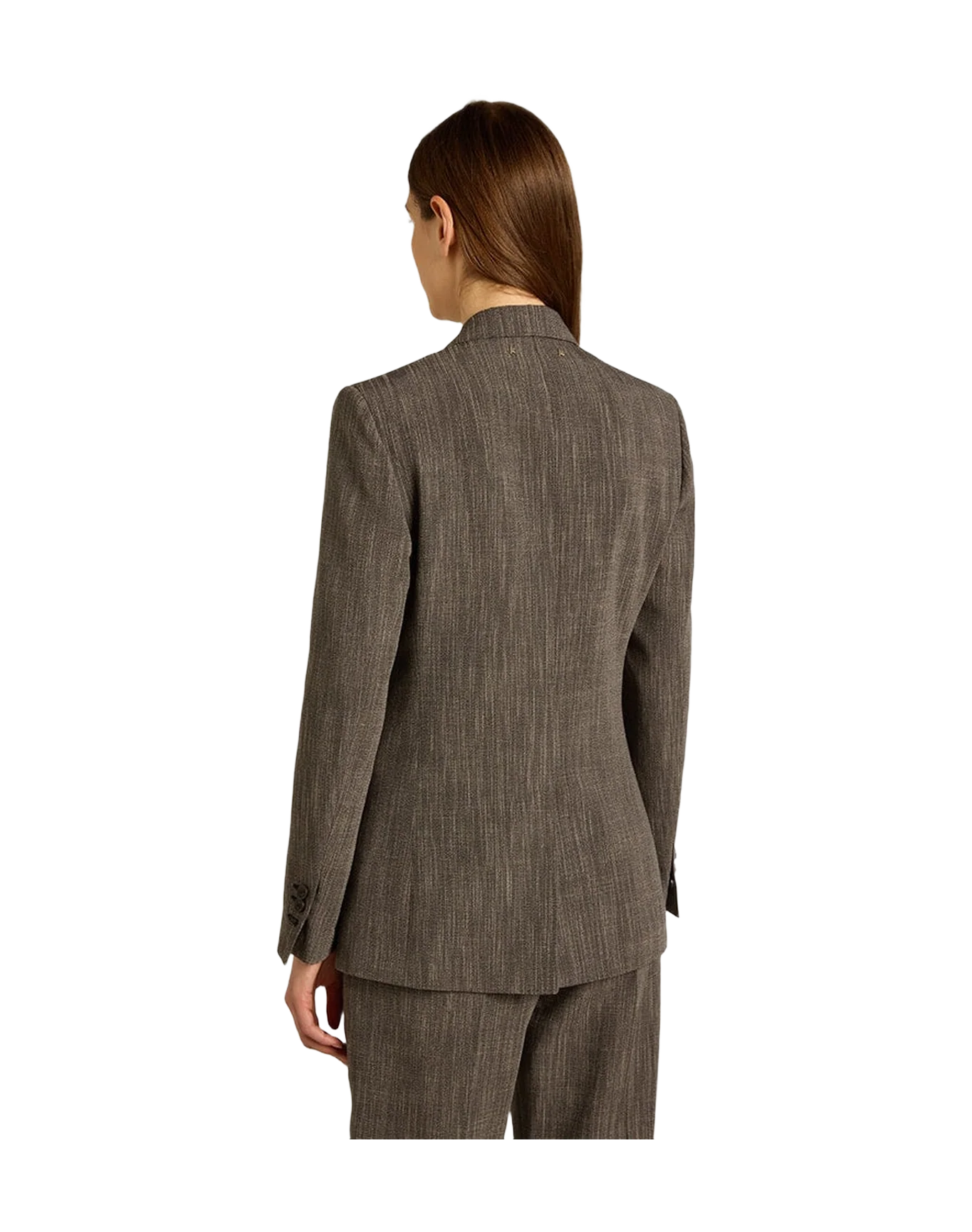 Women | Single-Breasted Wool Blend Jacket | Grey x White - Image 2