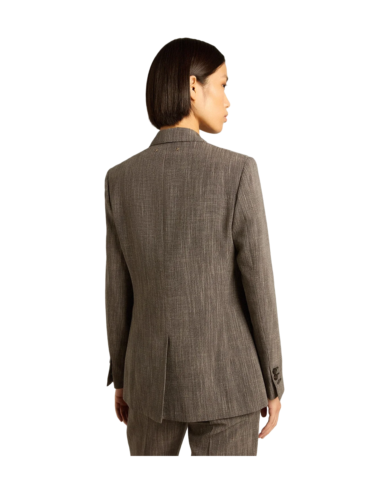 Women | Single-Breasted Wool Blend Jacket | Grey x White - Image 9