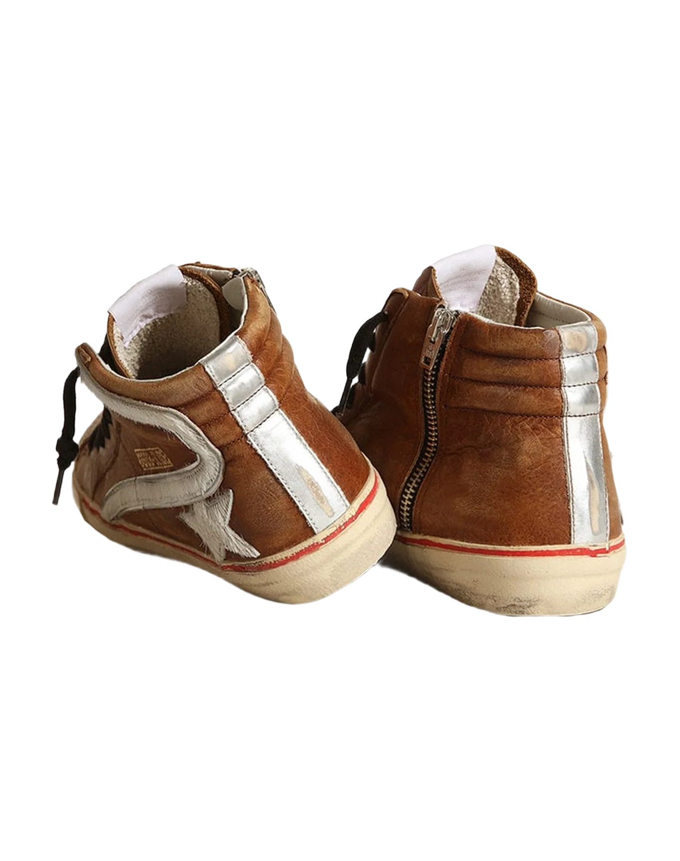 Women | Slide Cognac Leather & White Star & Flash | Cognac x White x Ice - Image 2