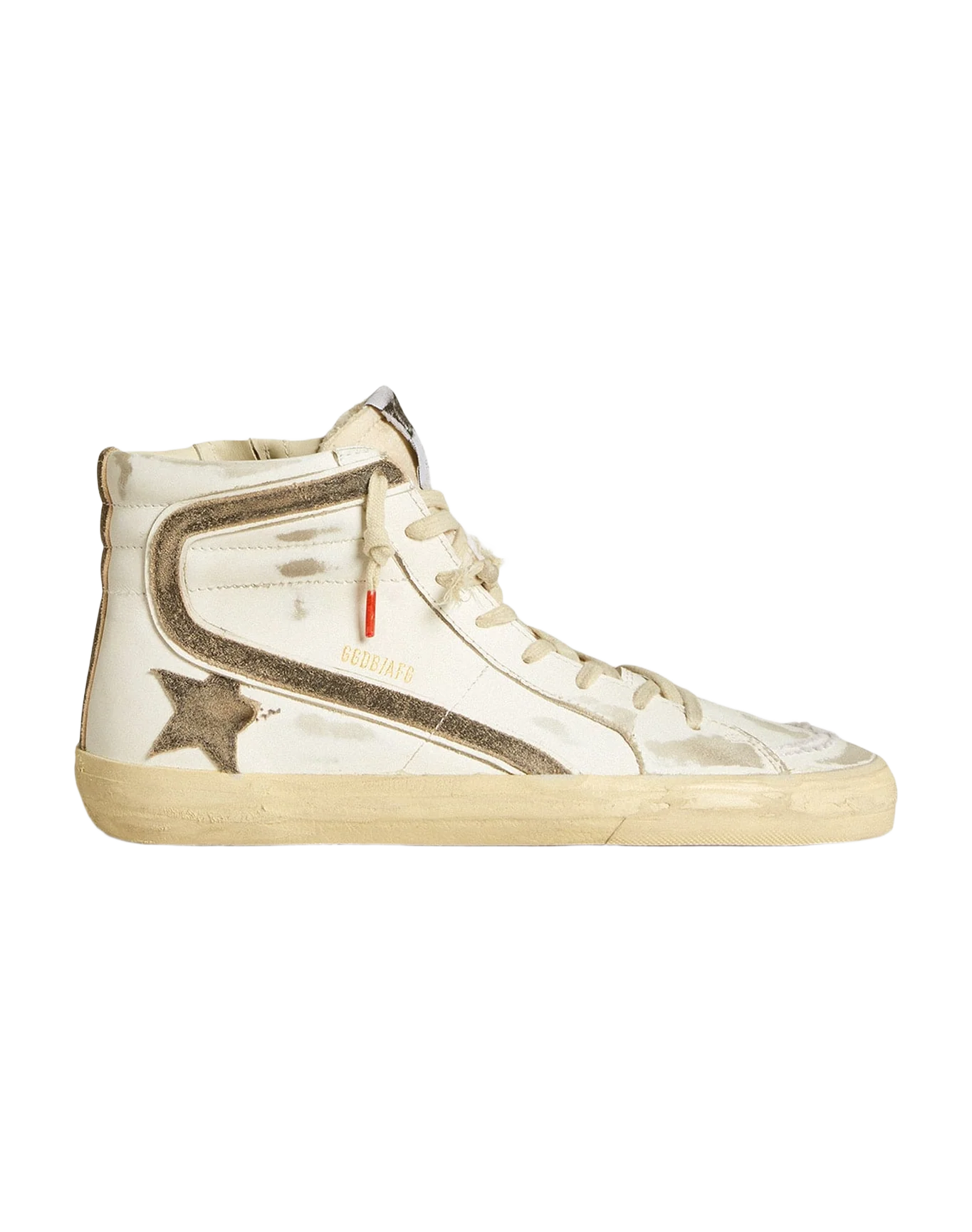 Women | Slide Lab White Leather with Star & Flash Brown Suede | White x Black - Image 4