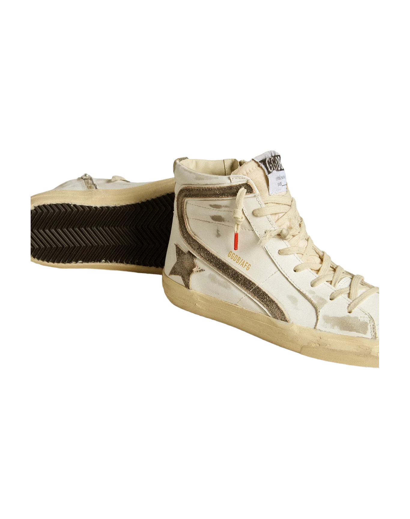 Women | Slide Lab White Leather with Star & Flash Brown Suede | White x Black - Image 5
