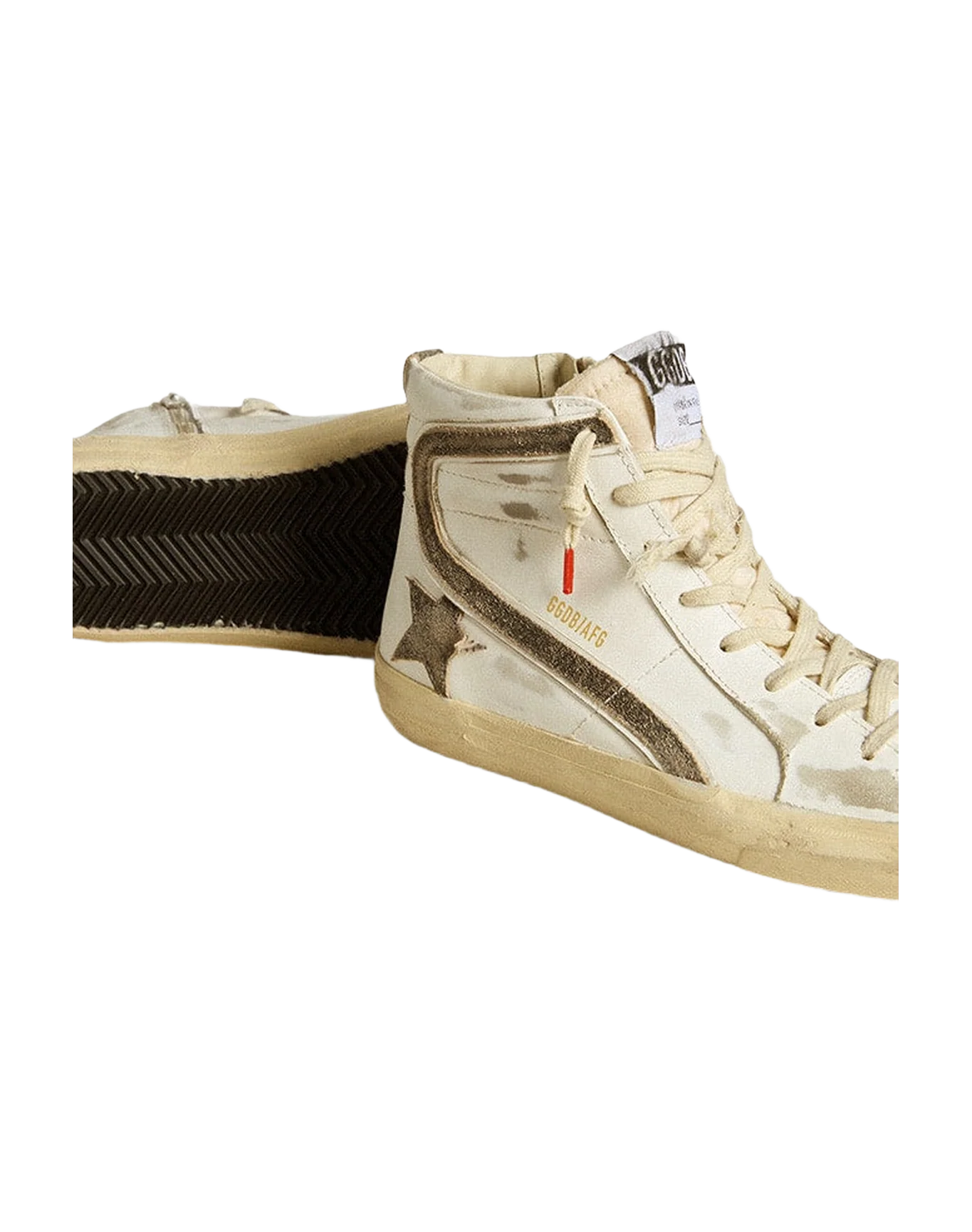 Women | Slide Lab White Leather with Star & Flash Brown Suede | White x Black - Image 8