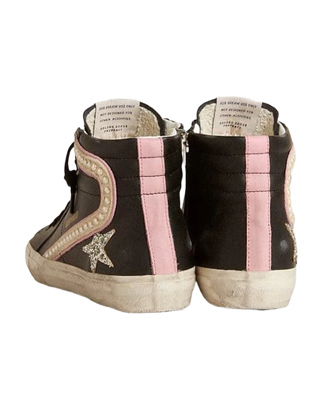 Women | Slide Ltd with Platinum Glitter Star & Suede Flash with Pearls | Black x Platinum x Beige x Antique Pink - Image 5