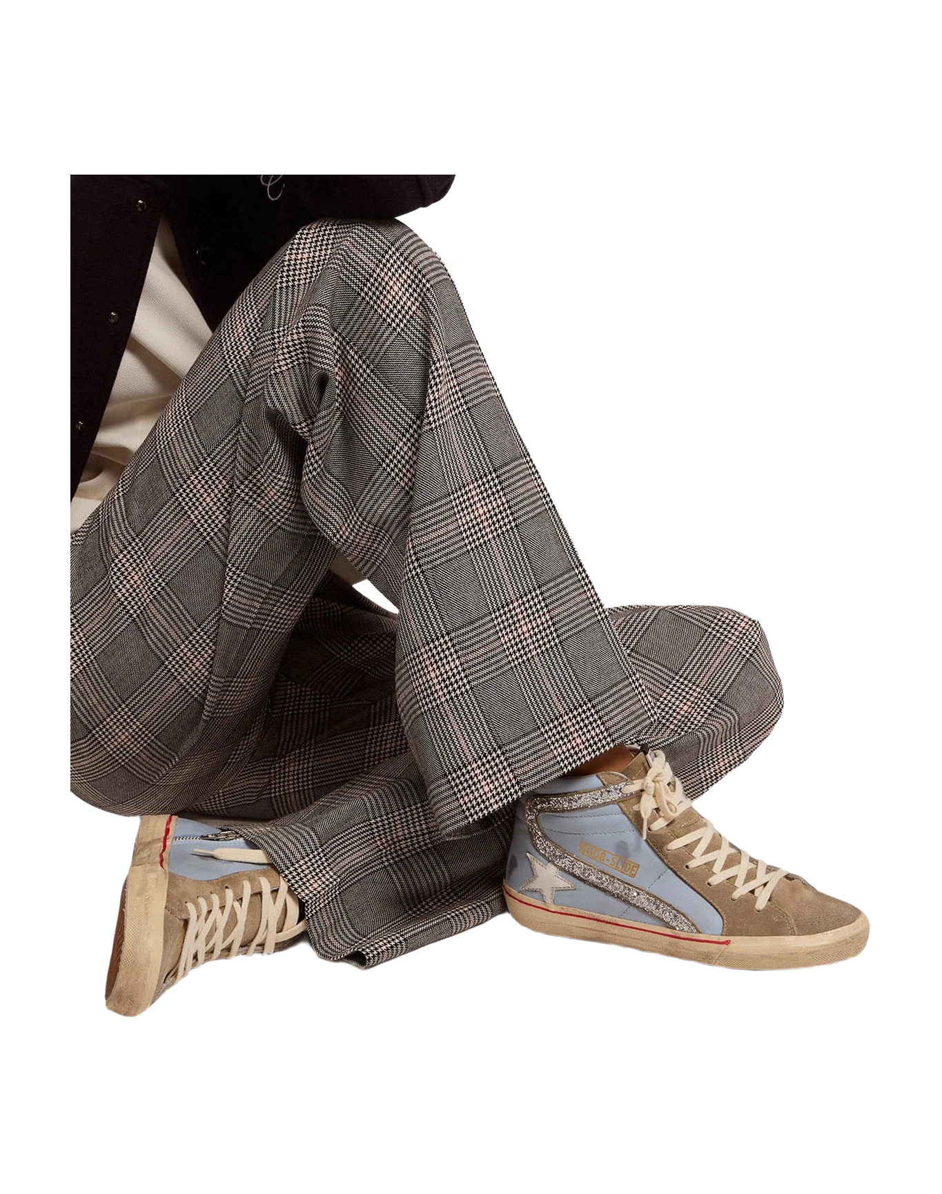 Women | Slide Powder Blue Leather with Dove Gray Suede Tongue | Powder Blue x Taupe x White x Silver - Image 5