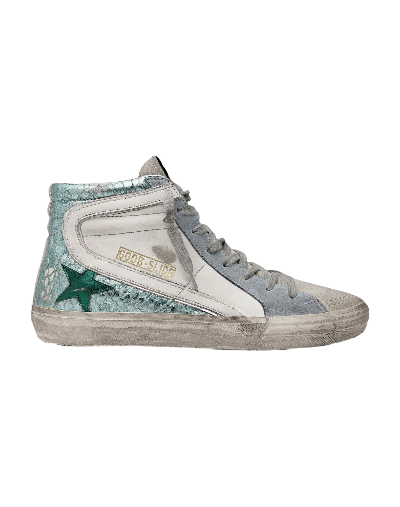Women | Slide Sneakers Crocodile-Print Green Laminated Leather - Image 2