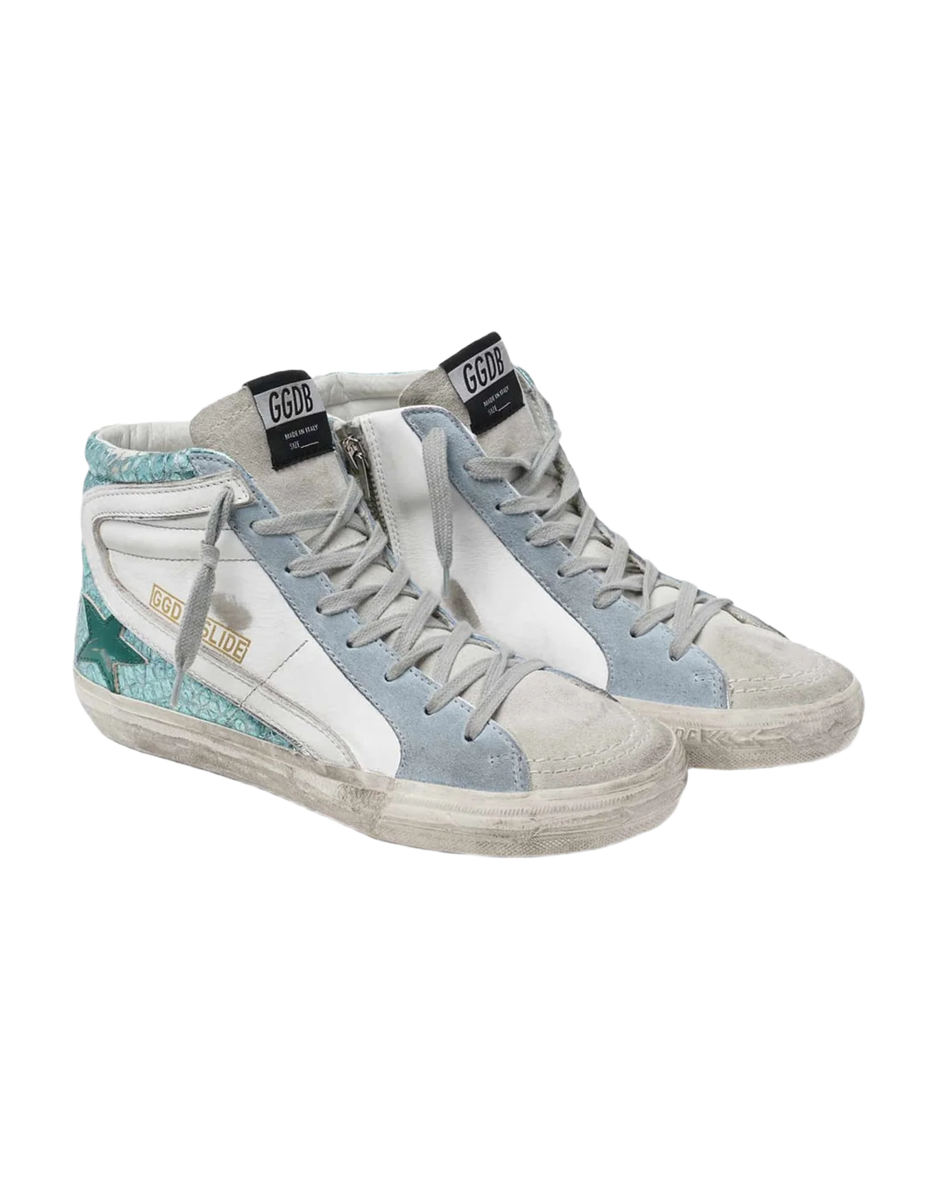 Women | Slide Sneakers Crocodile-Print Green Laminated Leather - Image 4