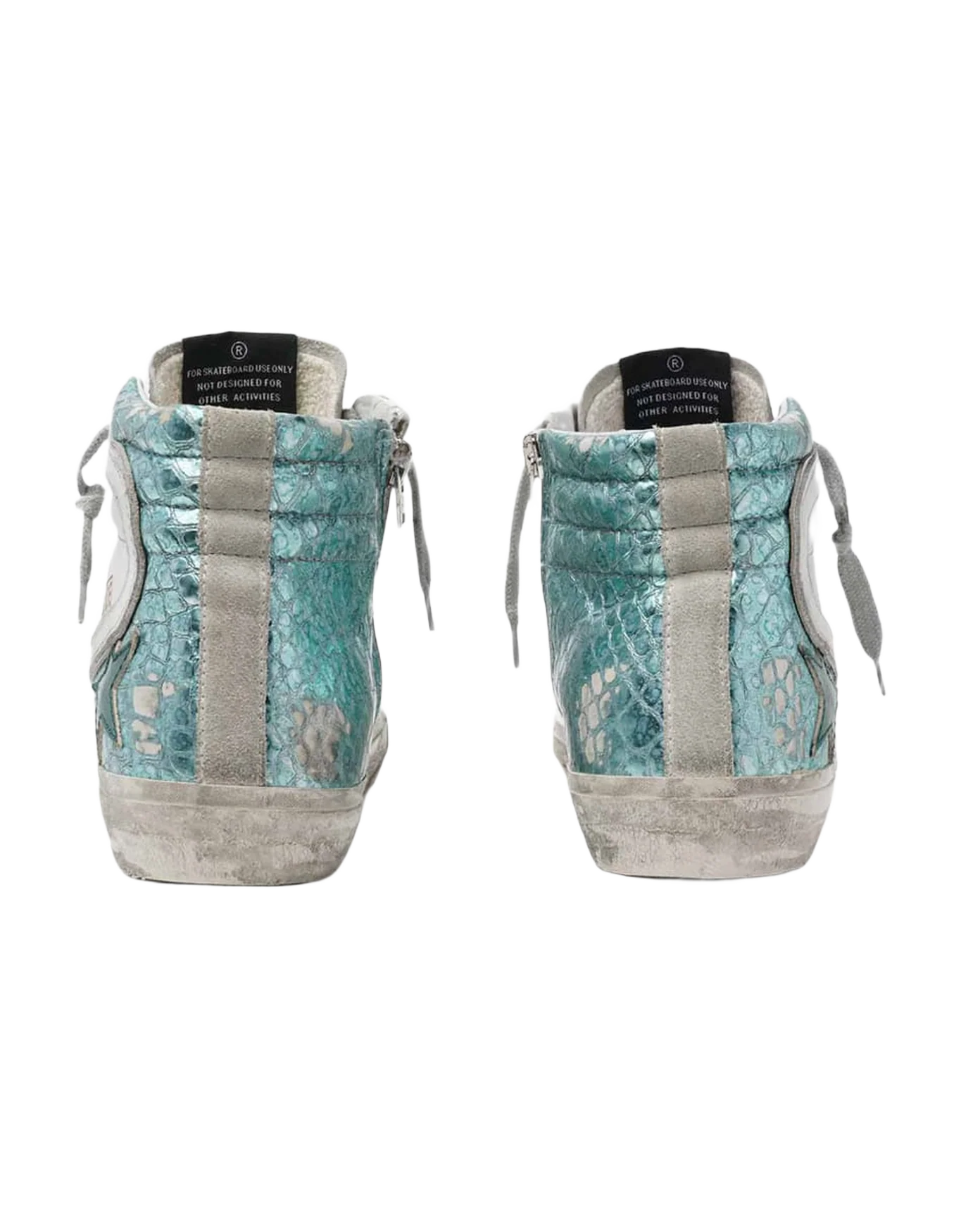 Women | Slide Sneakers Crocodile-Print Green Laminated Leather - Image 5
