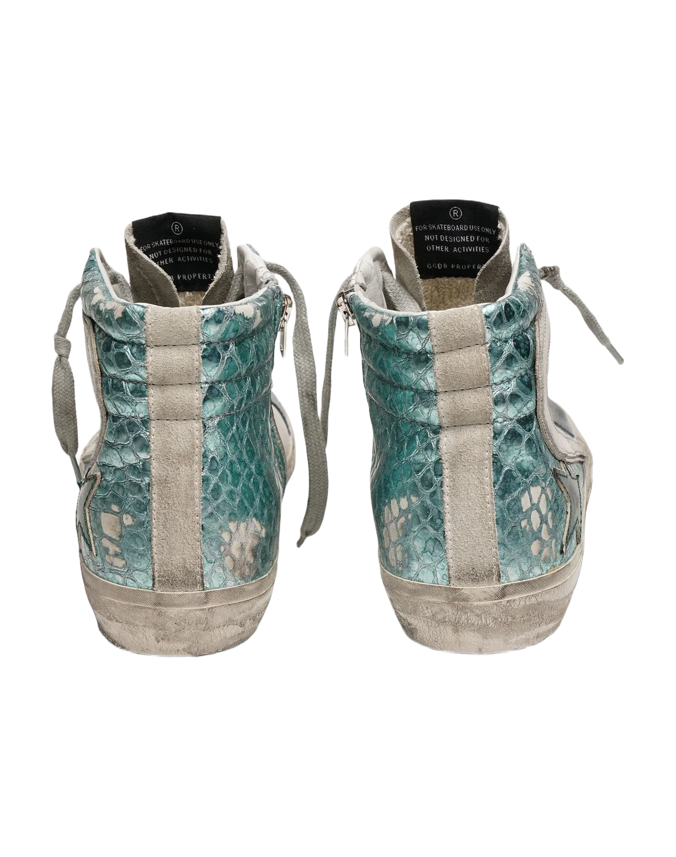 Women | Slide Sneakers Crocodile-Print Green Laminated Leather - Image 6