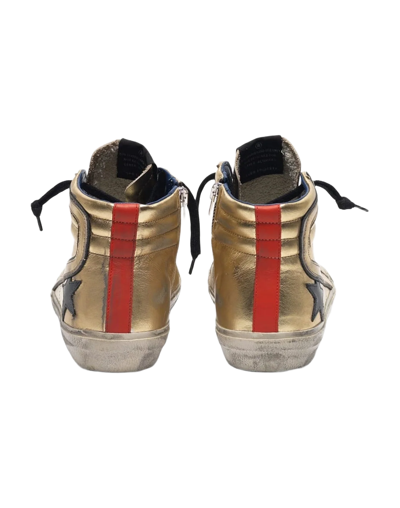 Women | Slide Sneakers Gold Laminated Leather