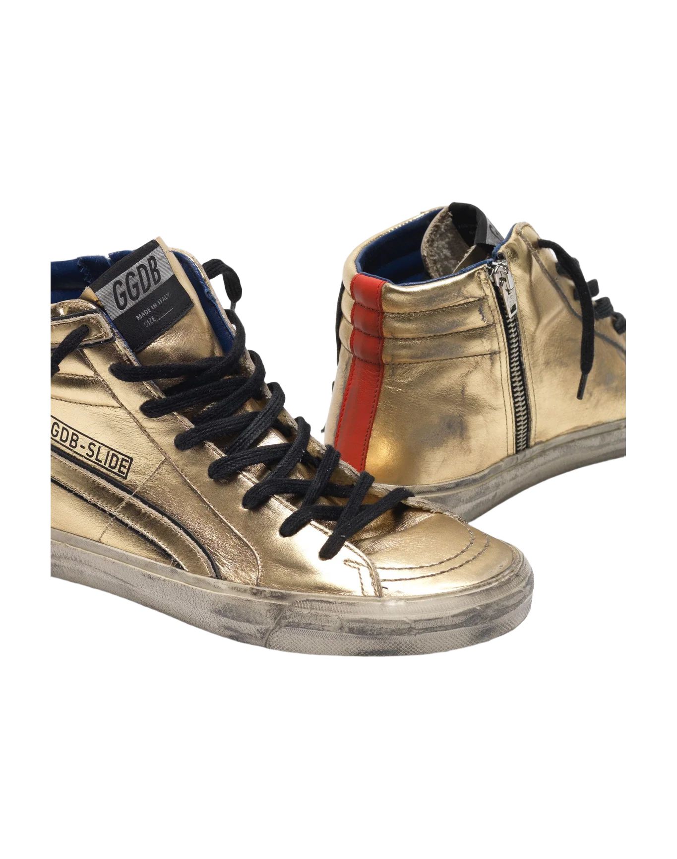 Women | Slide Sneakers Gold Laminated Leather - Image 2