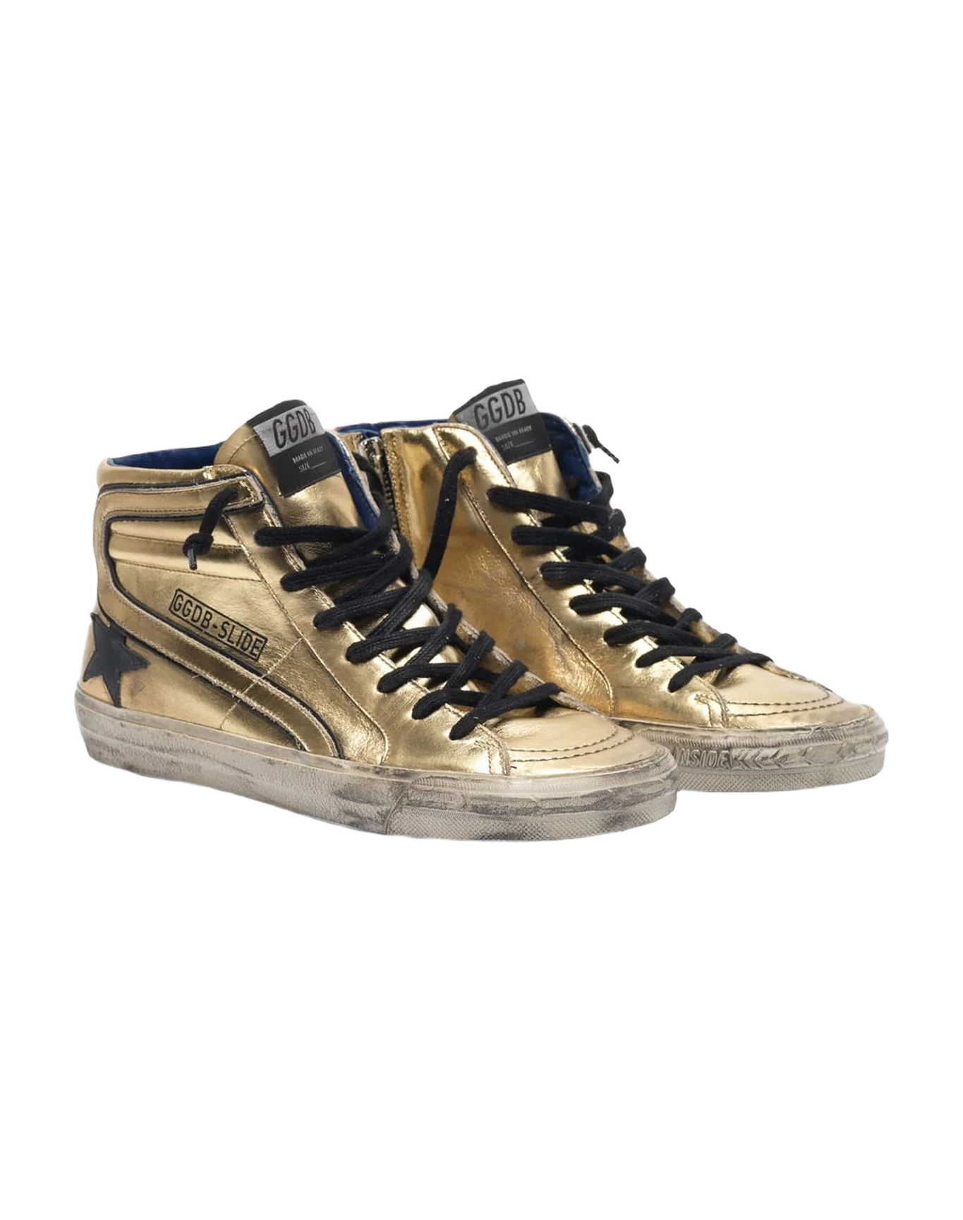 Women | Slide Sneakers Gold Laminated Leather - Image 4