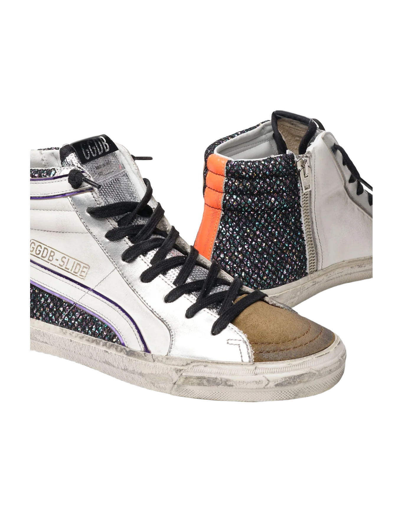 Women | Slide Sneakers White Multicolor & Tobacco | White x Multicolor x Tobacco x Orange Fluo - Image 3