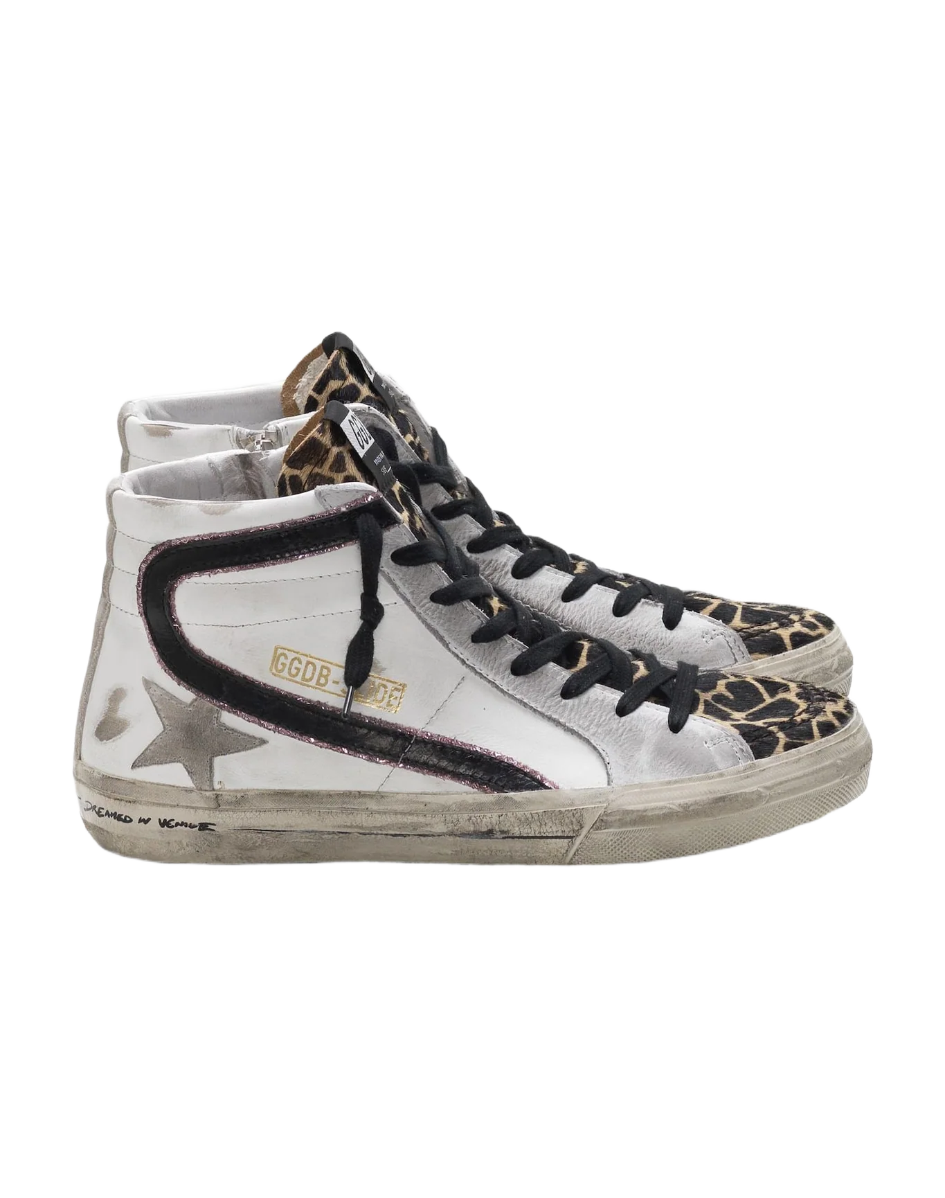 Women | Slide Sneakers with Leopard-Print Pony Skin Insert & Glitter Detail - Image 2