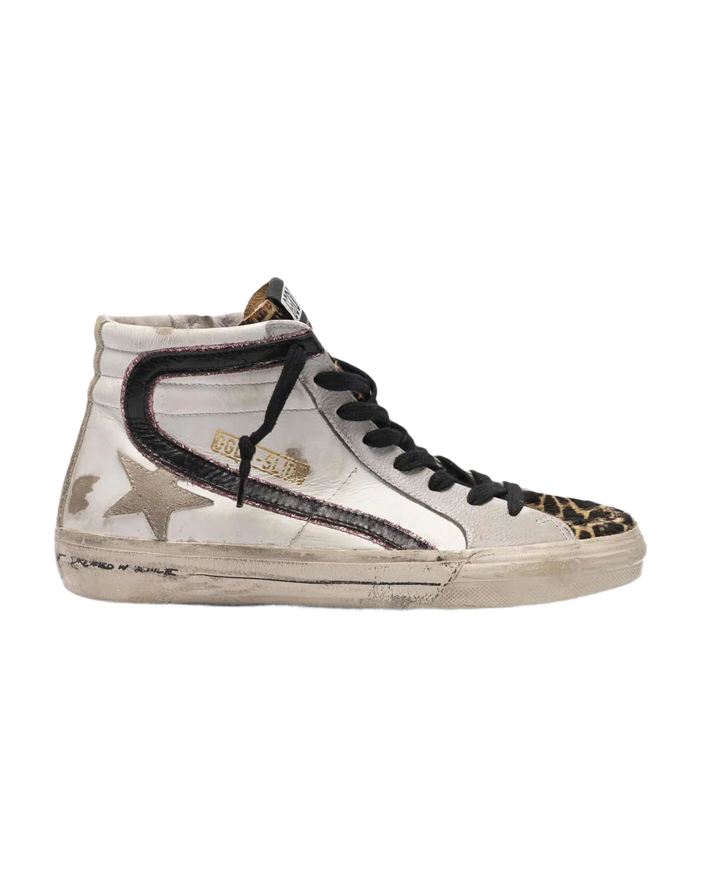 Women | Slide Sneakers with Leopard-Print Pony Skin Insert & Glitter Detail - Image 3