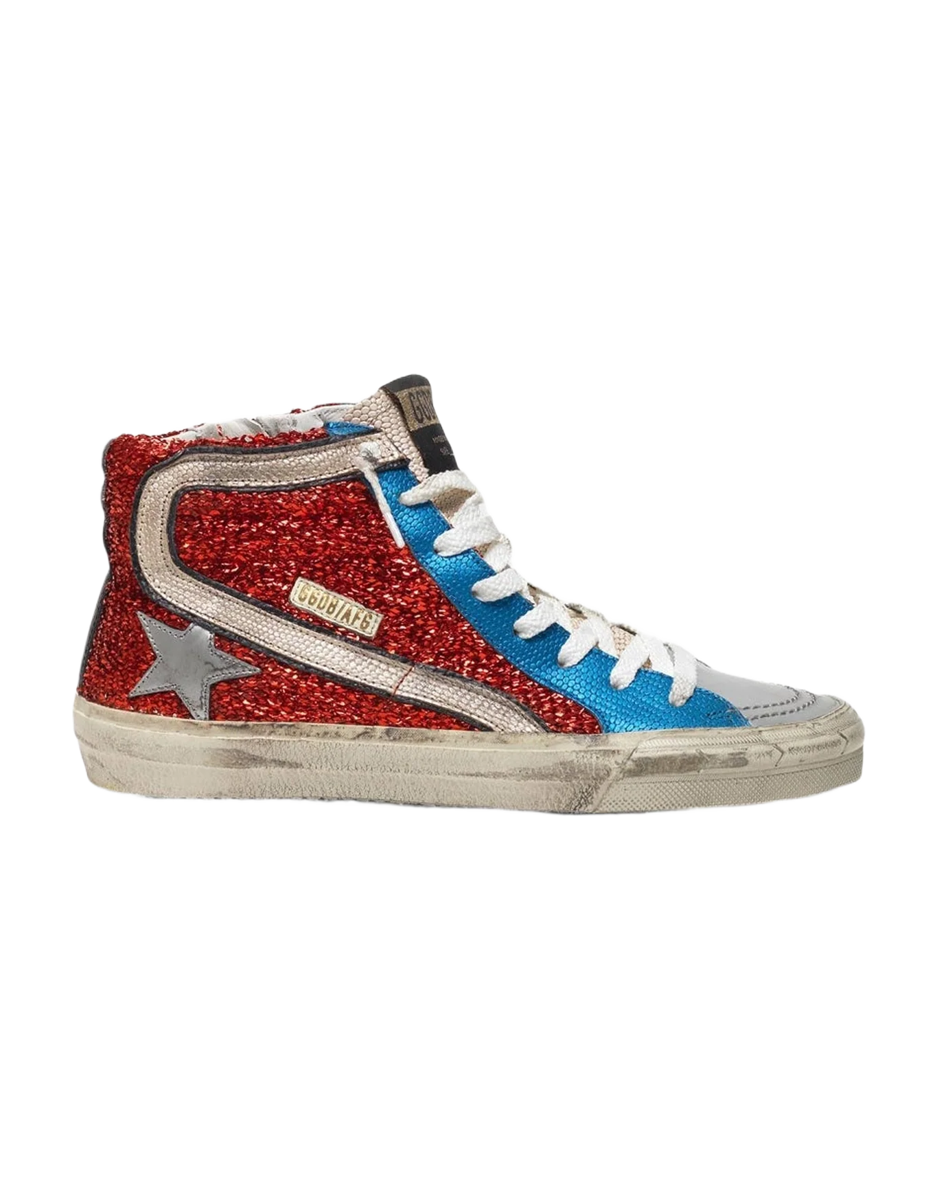 Women | Slide Sneakers with Weaved Finish & Metallic Inserts