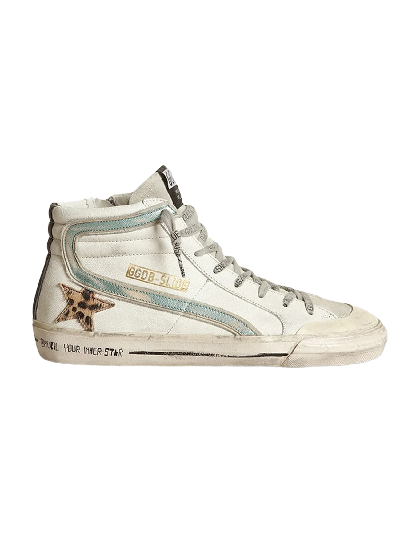 Women | Slide White Leather with Leo Star | White x Ice x Beige Brown Leo x Black x Mint - Image 3