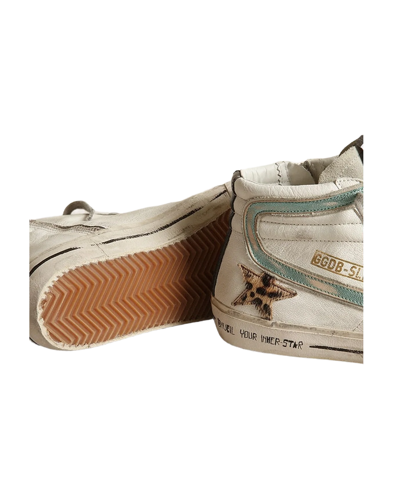 Women | Slide White Leather with Leo Star | White x Ice x Beige Brown Leo x Black x Mint - Image 8