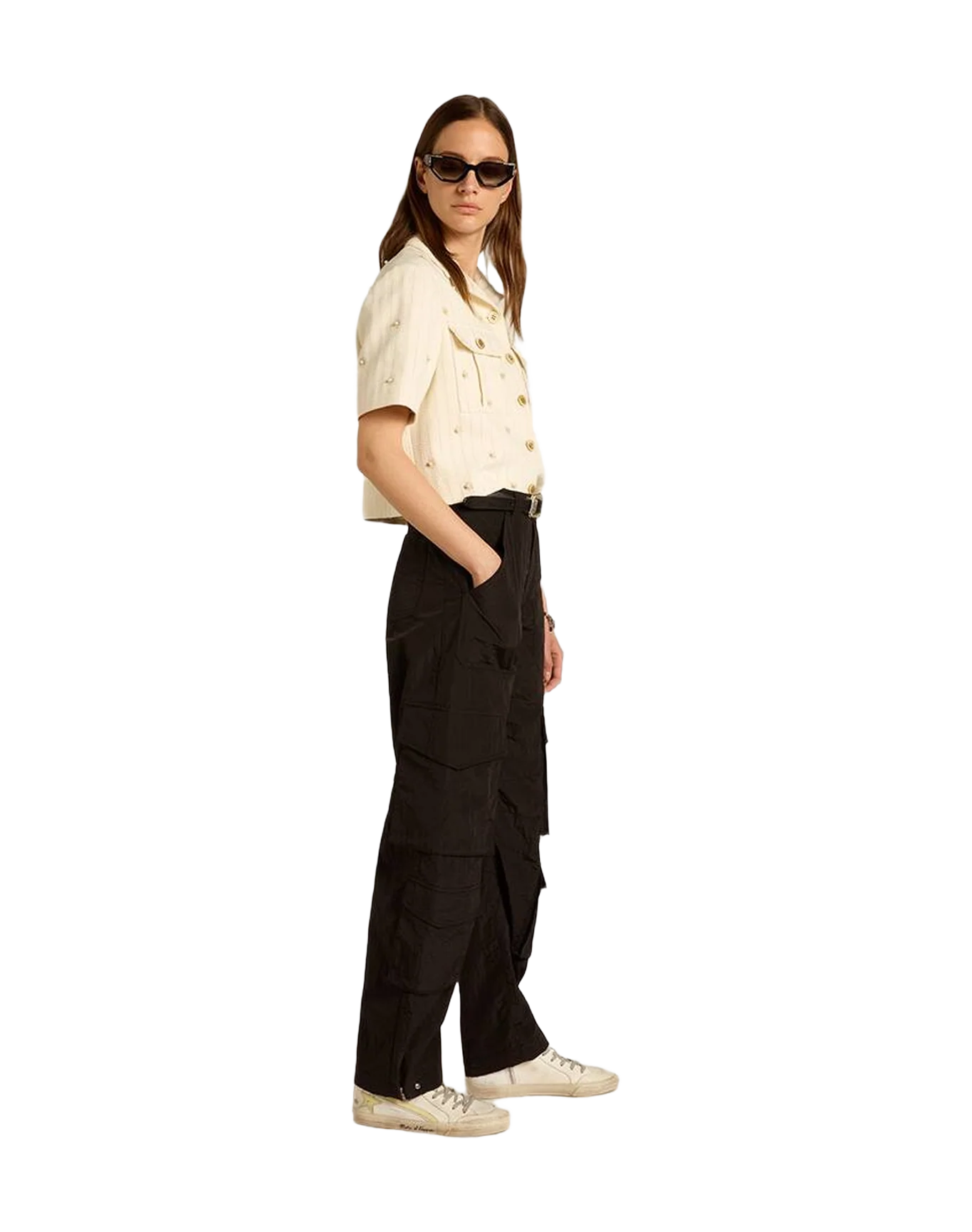 Women | Slide White Leather with Yellow Star & Flash | White x Yellow - Image 4
