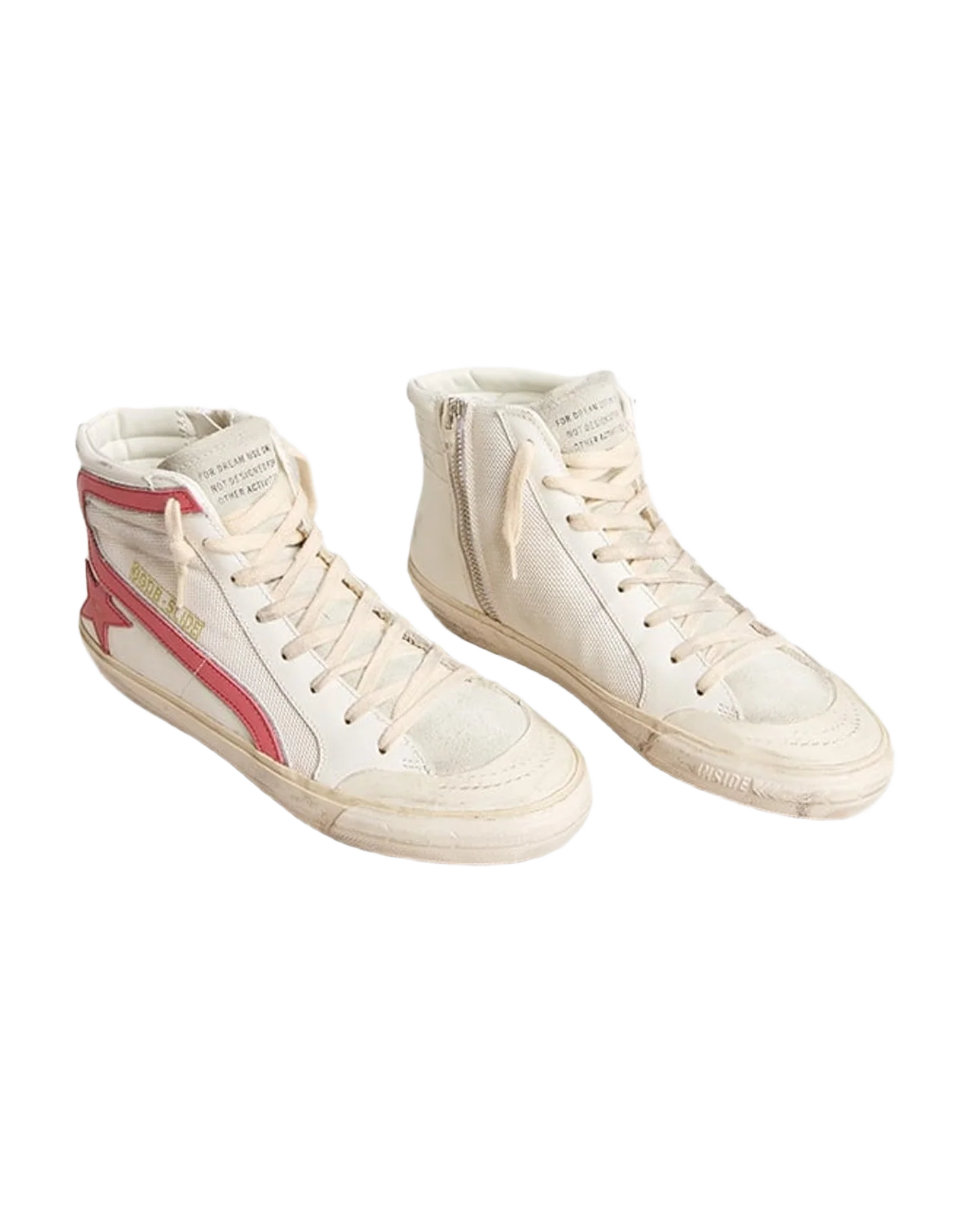 Women | Slide White Nappa & Mesh with Coral Star & Flash | White x Ice x Red