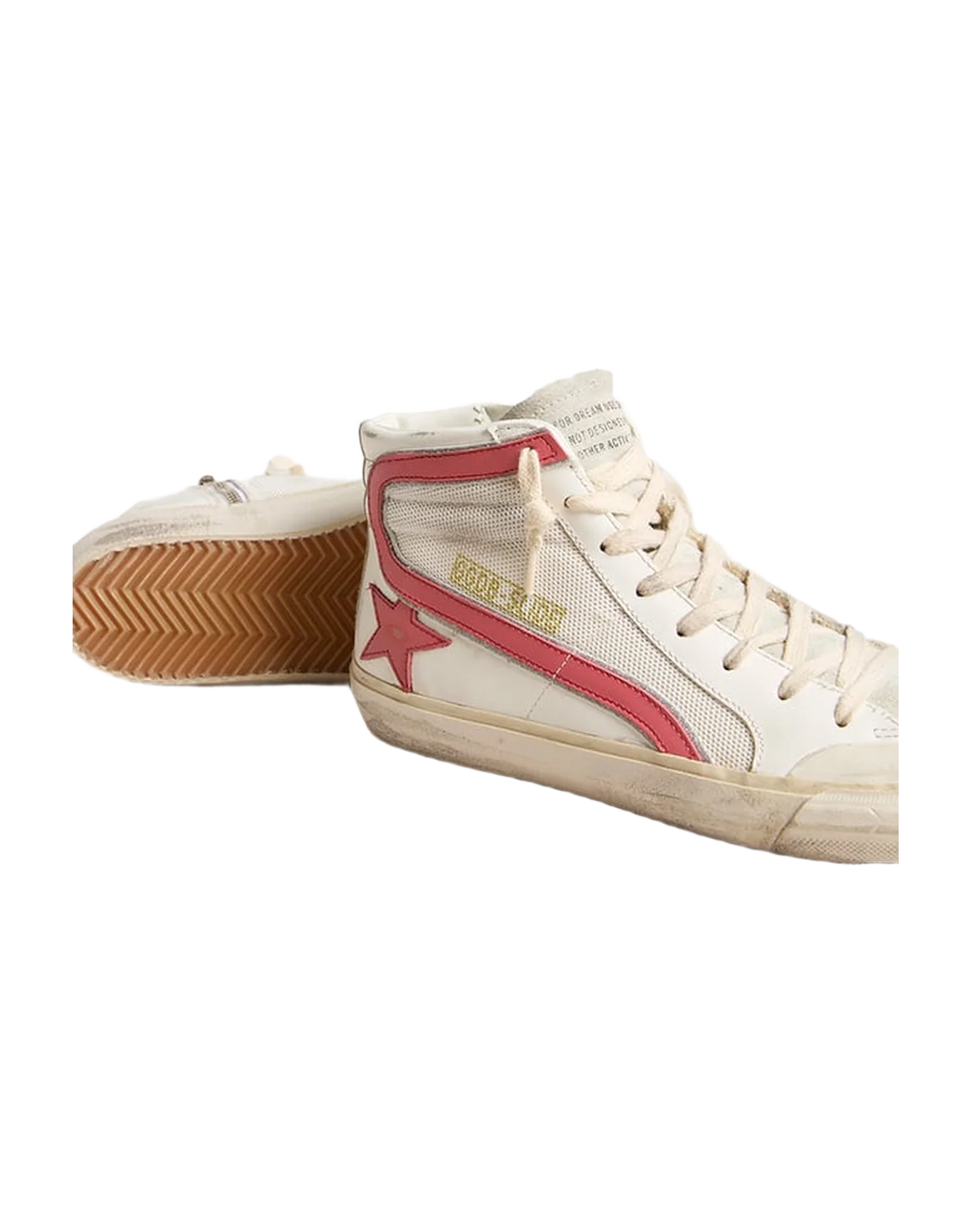 Women | Slide White Nappa & Mesh with Coral Star & Flash | White x Ice x Red - Image 2