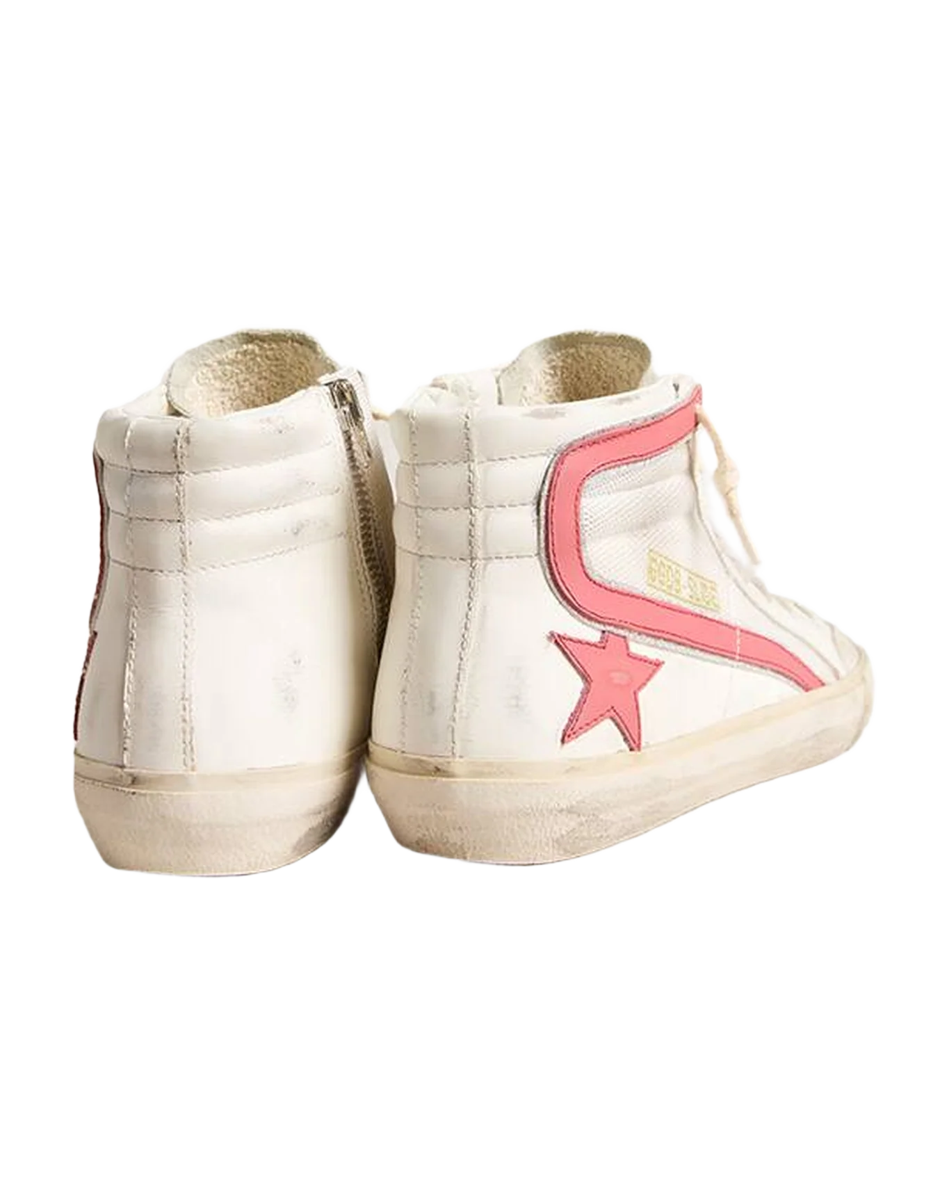 Women | Slide White Nappa & Mesh with Coral Star & Flash | White x Ice x Red - Image 3