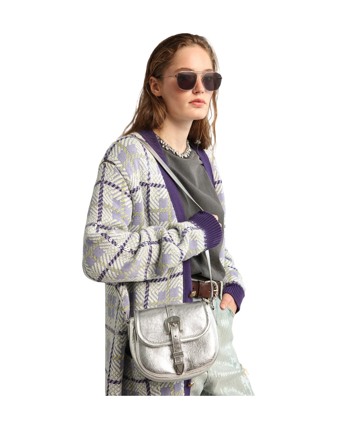 Women | Small Rodeo Bag Silver Laminated Leather | Silver - Image 3