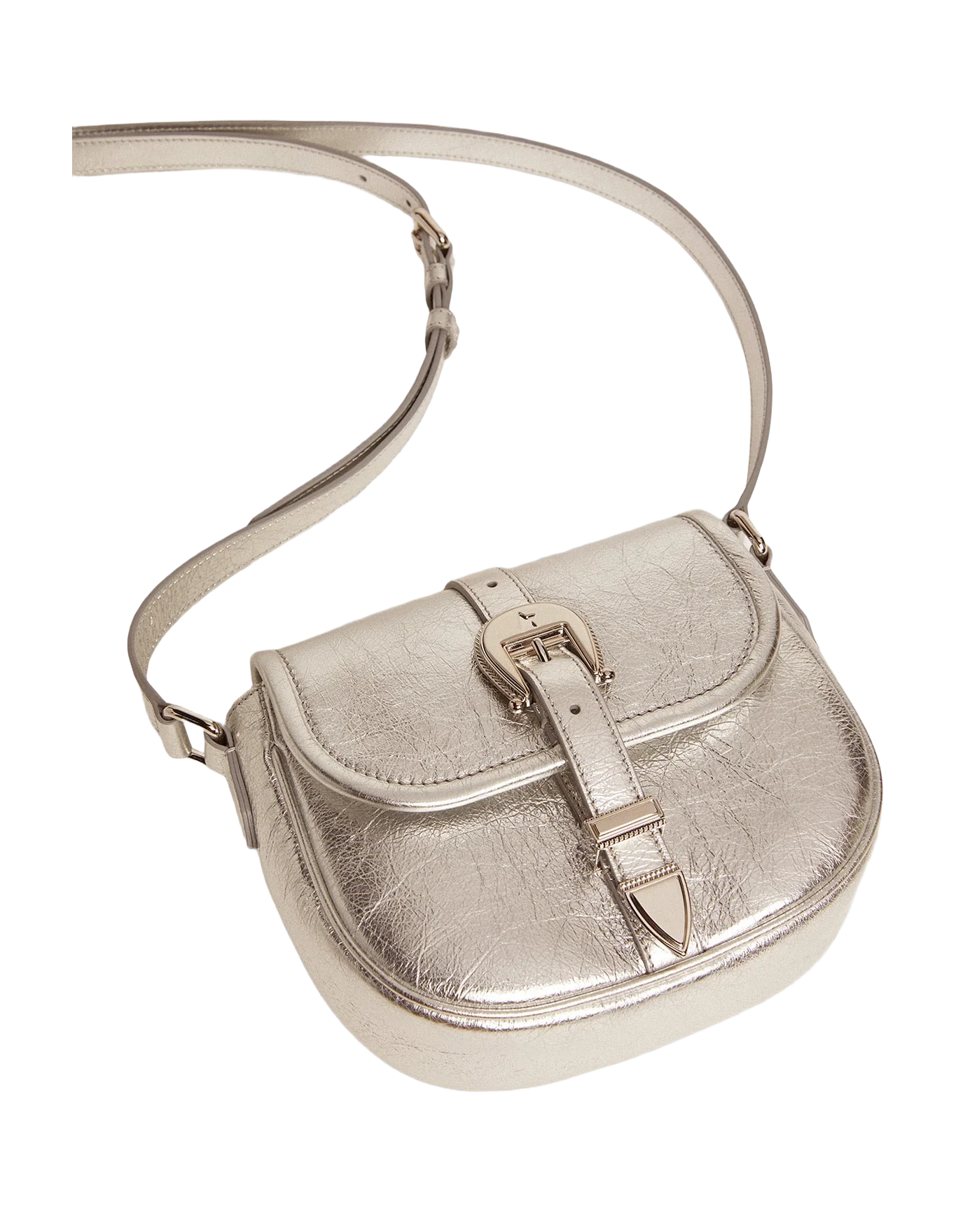 Women | Small Rodeo Bag Silver Laminated Leather | Silver - Image 4