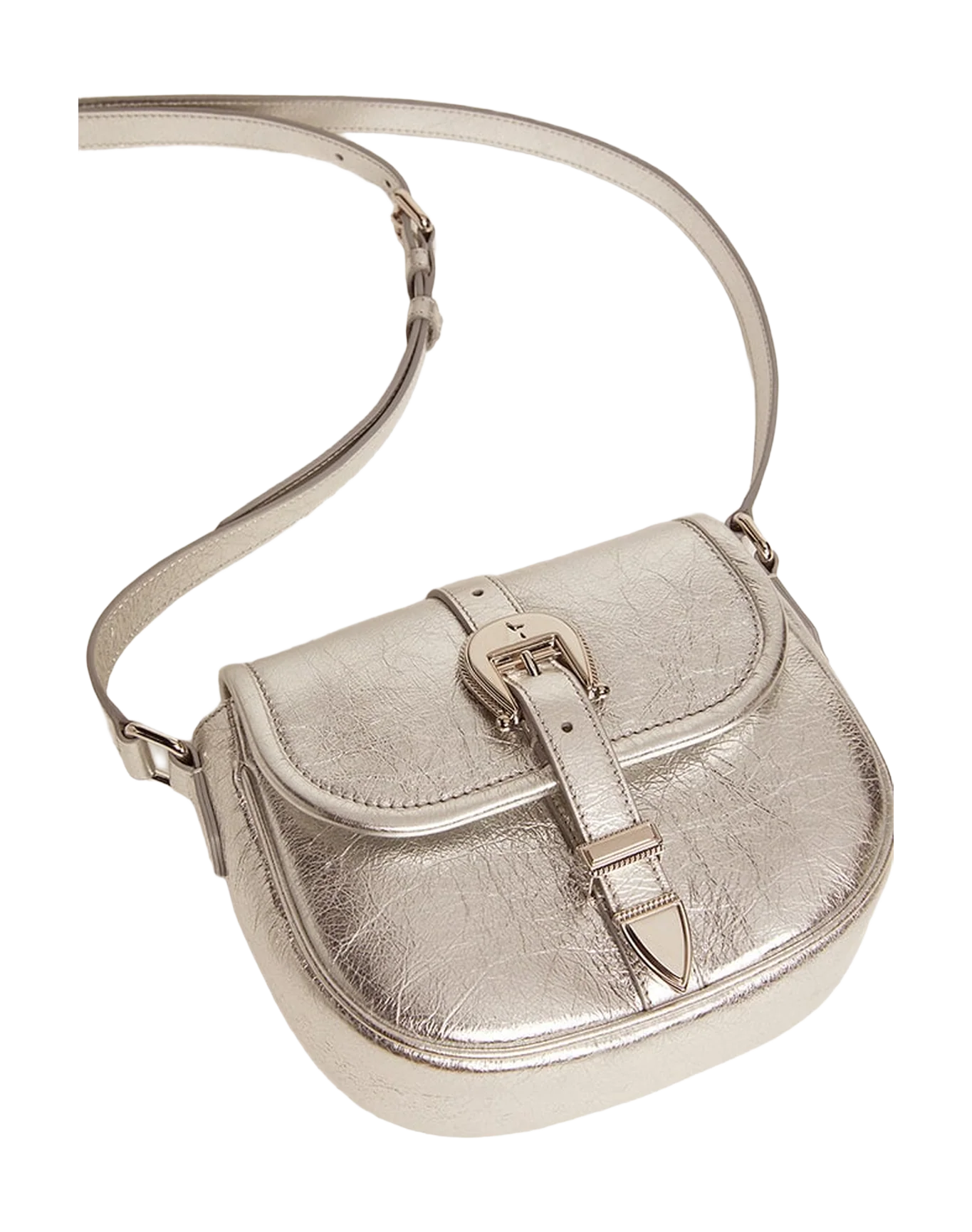 Women | Small Rodeo Bag Silver Laminated Leather | Silver - Image 8
