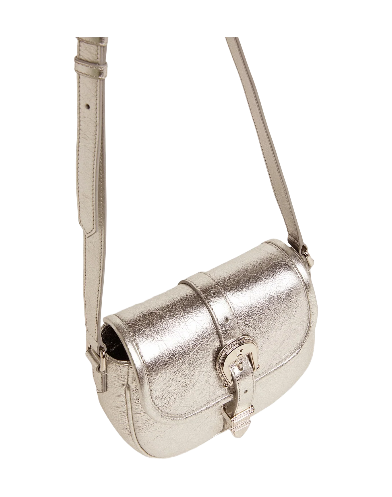 Women | Small Rodeo Bag Silver Laminated Leather | Silver - Image 9