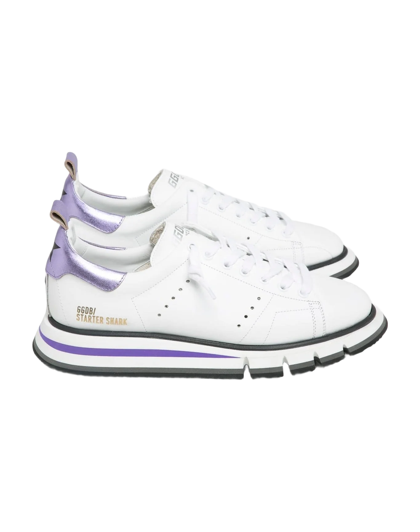 Women | Sneakers Starter Shark White Leather with Lilac Details