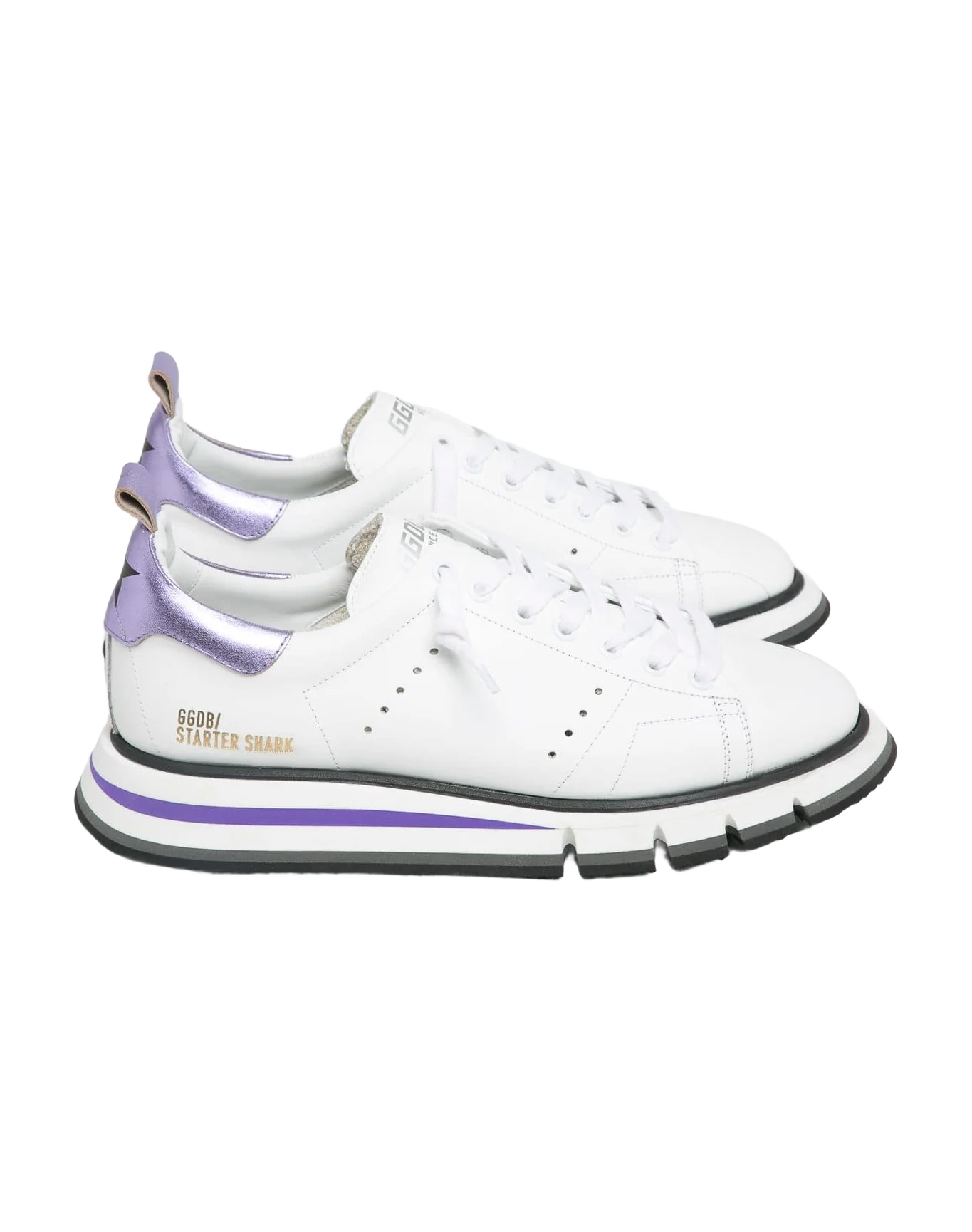 Women | Sneakers Starter Shark White Leather with Lilac Details - Image 2